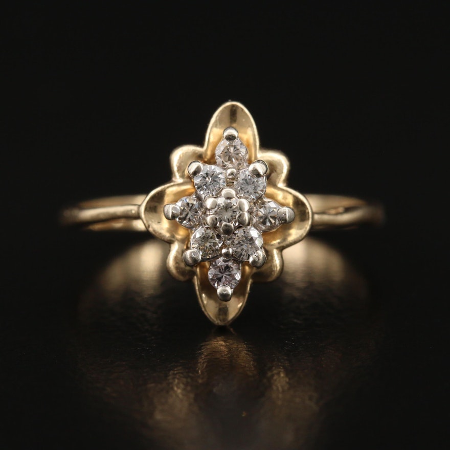 14K Diamond Star Cluster Ring