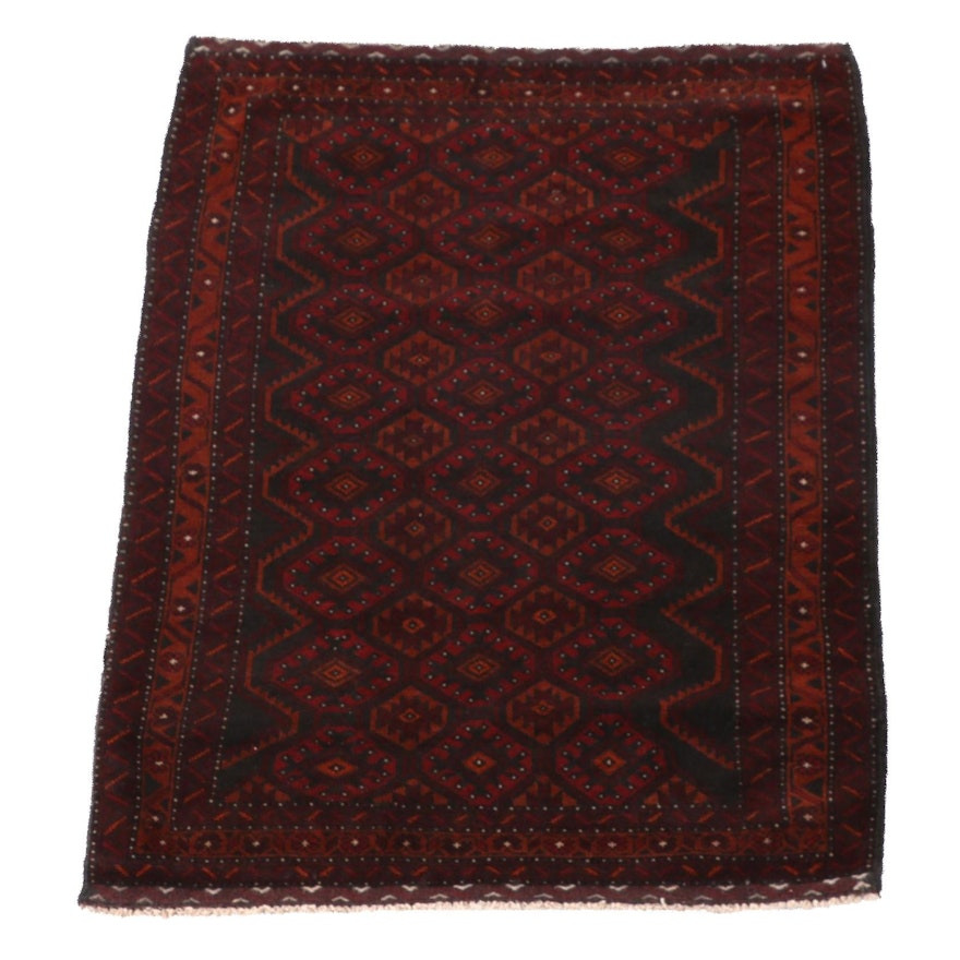 2'11 x 6'6 Hand-Knotted Afghan Baluch Wool Area Rug