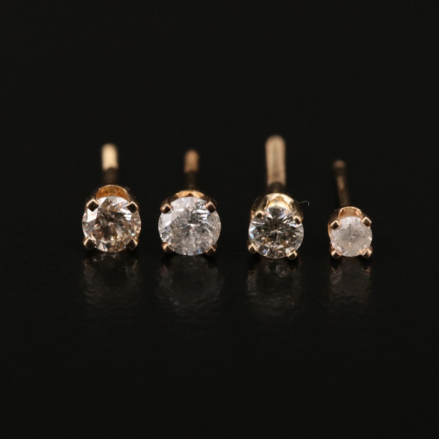 14K Diamond Single Stud Earrings