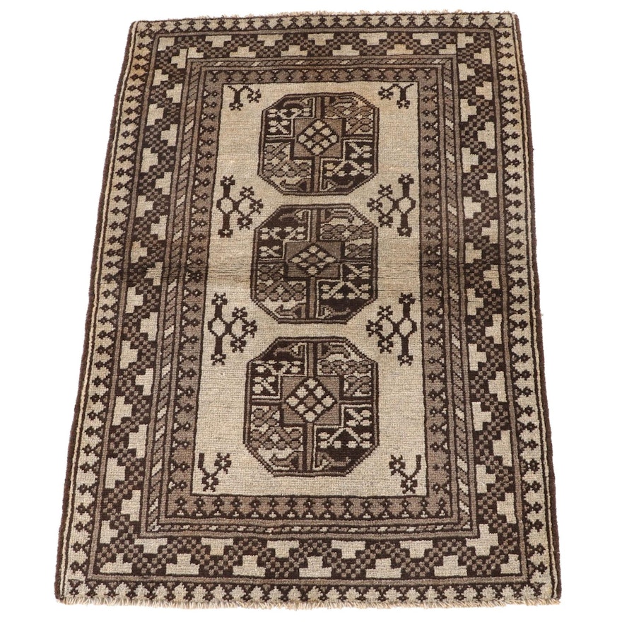 2'9 x 4'0 Hand-Knotted Afghan Baluch Wool Rug