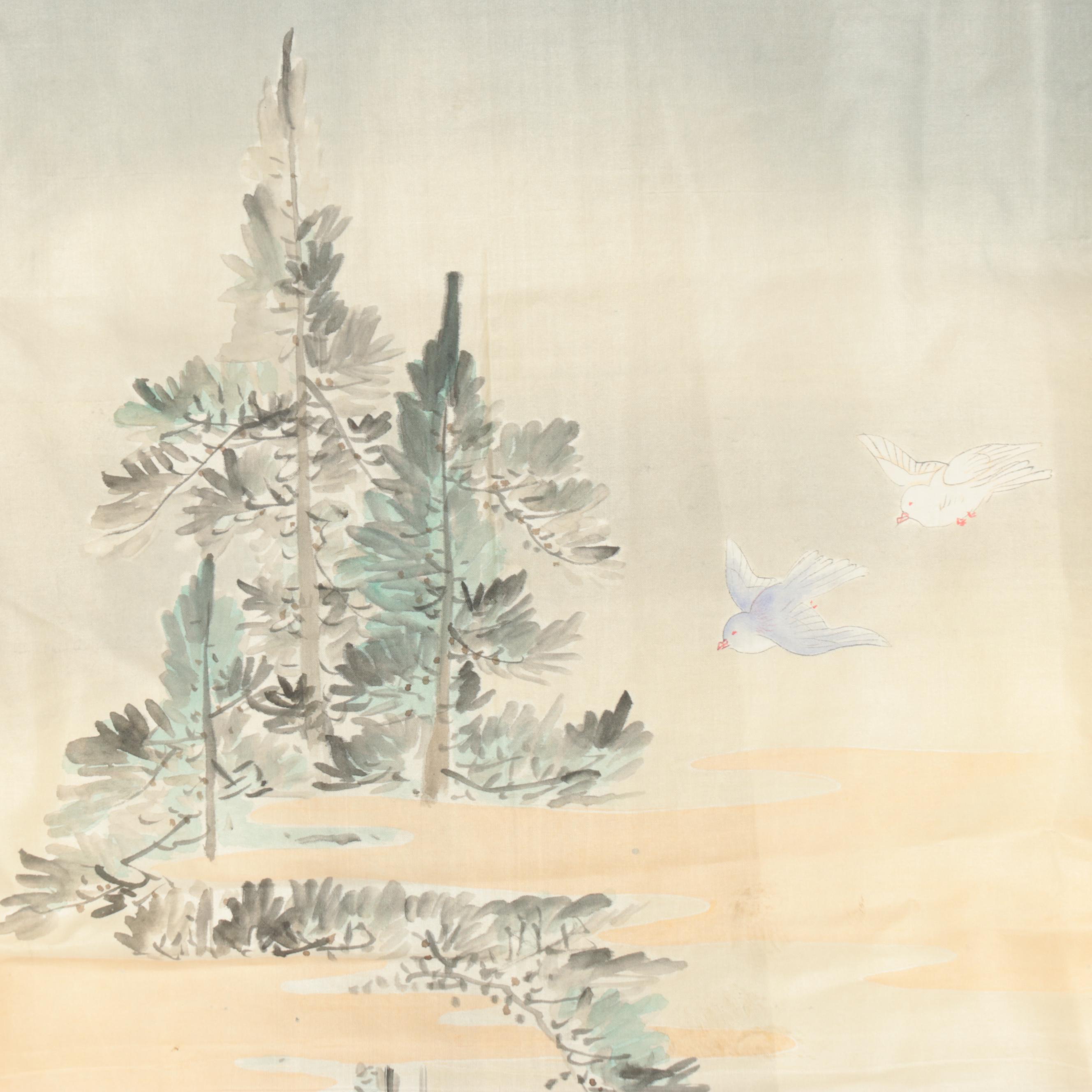 Child's Five Mon Scenic Shika Yuzen Dyed Kimono, Meiji Period