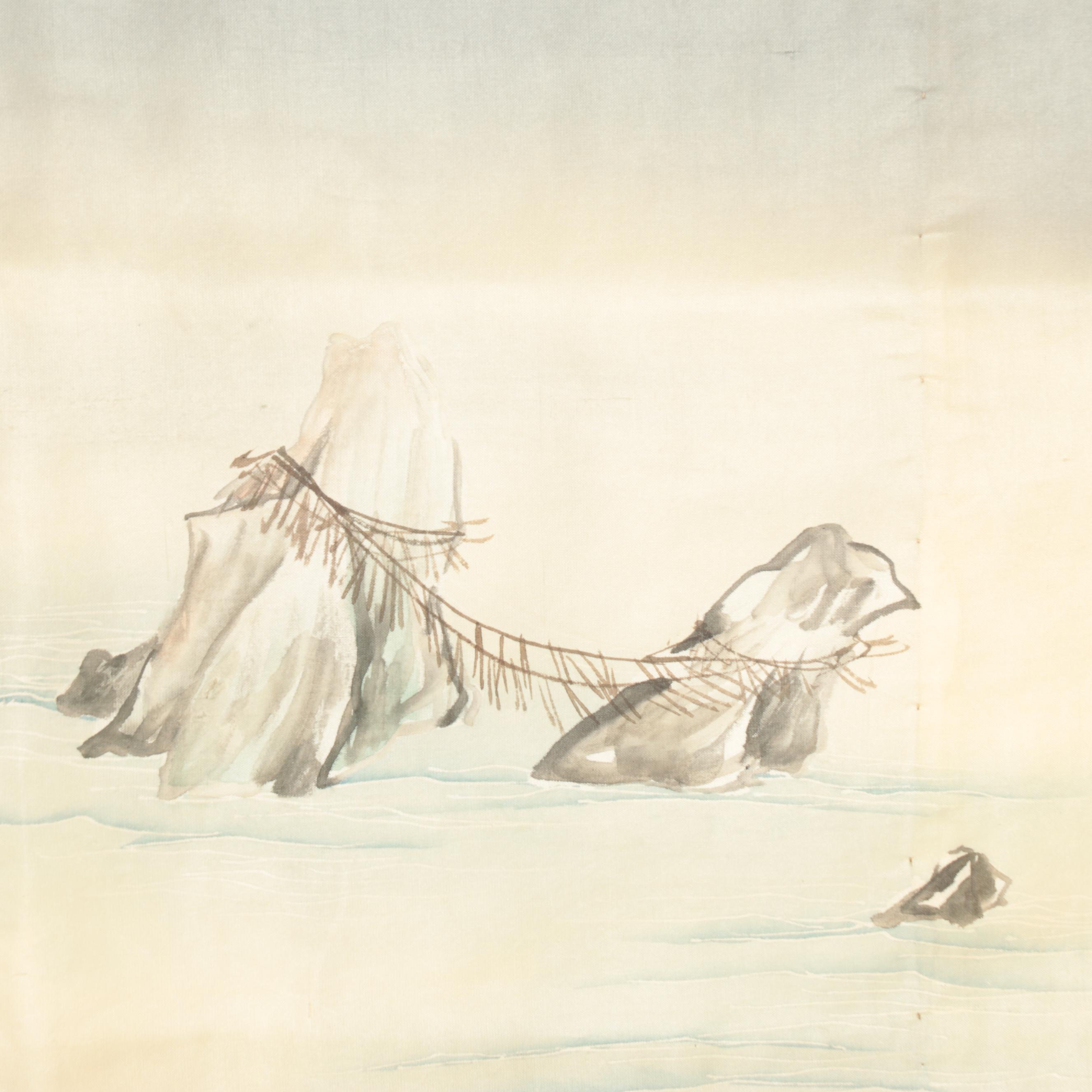 Child's Five Mon Scenic Shika Yuzen Dyed Kimono, Meiji Period