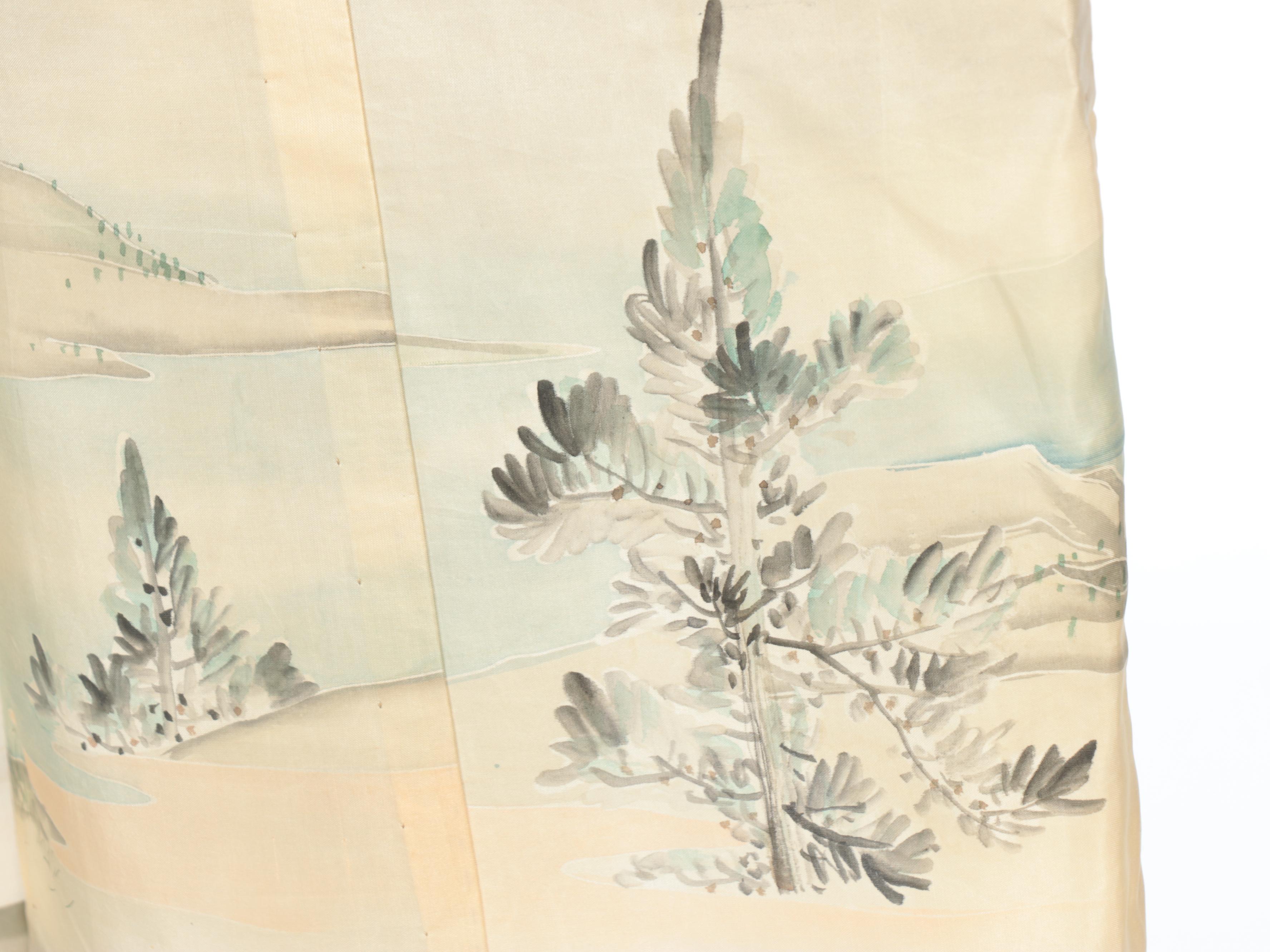 Child's Five Mon Scenic Shika Yuzen Dyed Kimono, Meiji Period