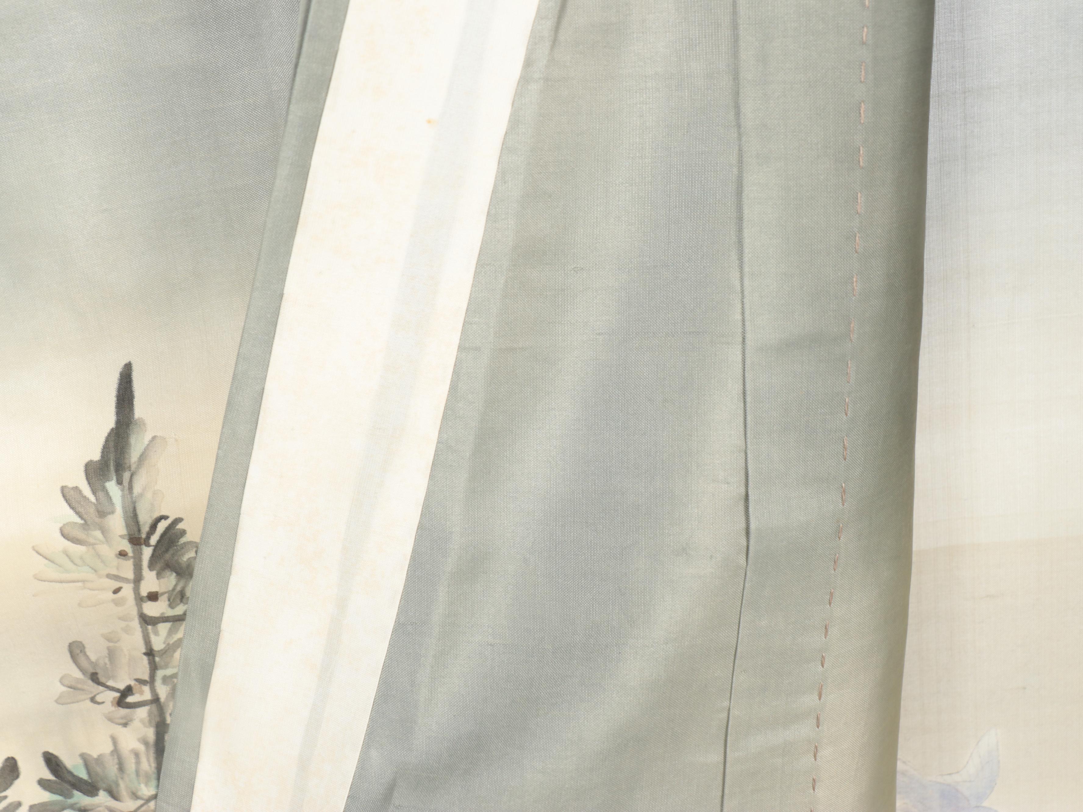 Child's Five Mon Scenic Shika Yuzen Dyed Kimono, Meiji Period