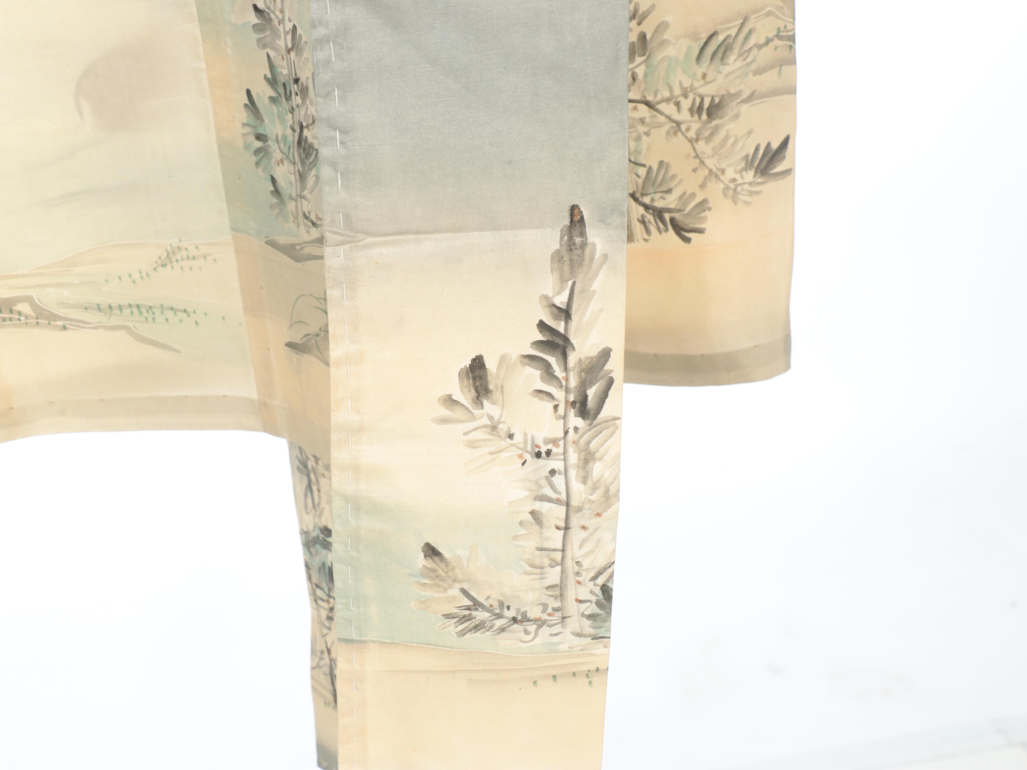 Child's Five Mon Scenic Shika Yuzen Dyed Kimono, Meiji Period