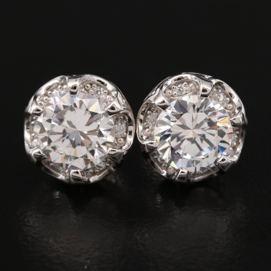 Sterling Silver Cubic Zirconia Stud Earrings