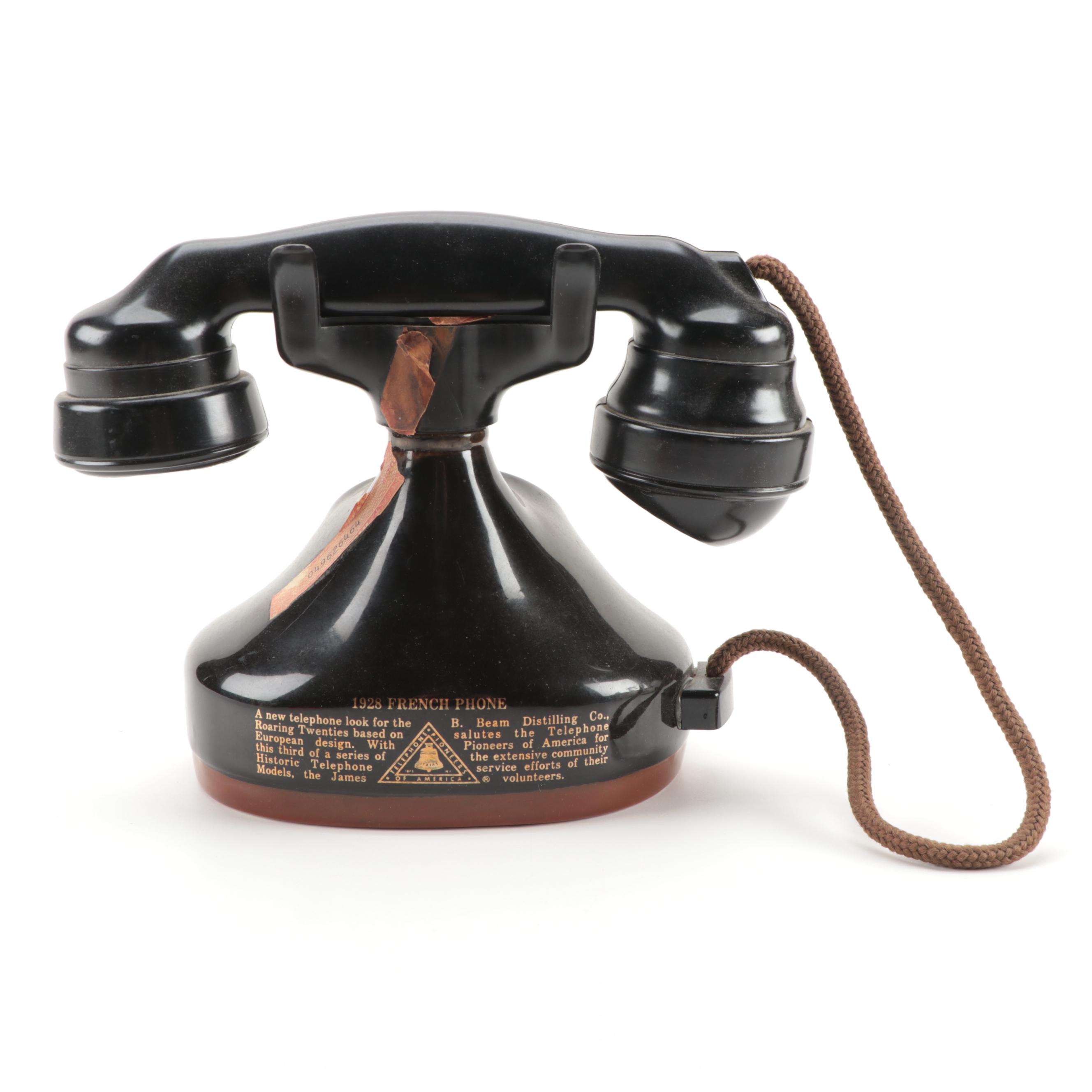 Jim Beam 1928 French Phone Novelty Ceramic Decanter