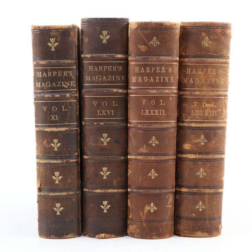 Leather Bound Volumes of "Harper's New Weekly Magazine," Mid/Late 19th Century