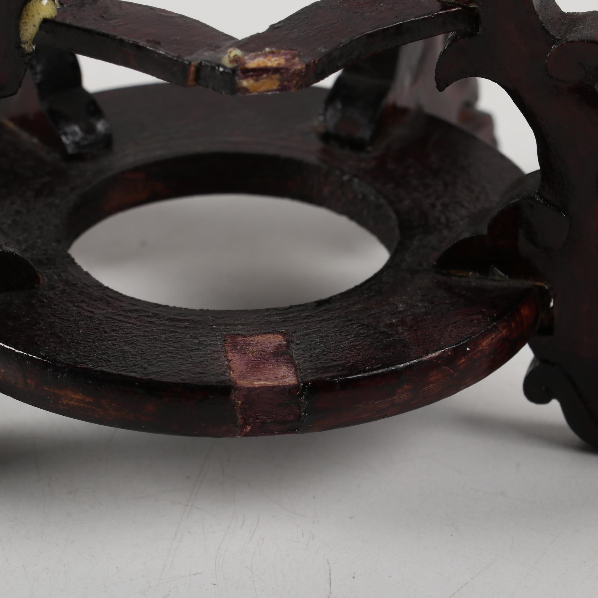 Chinese Schiwan Ware Fisherman Figurines with Wooden Stand, Late 20th Century