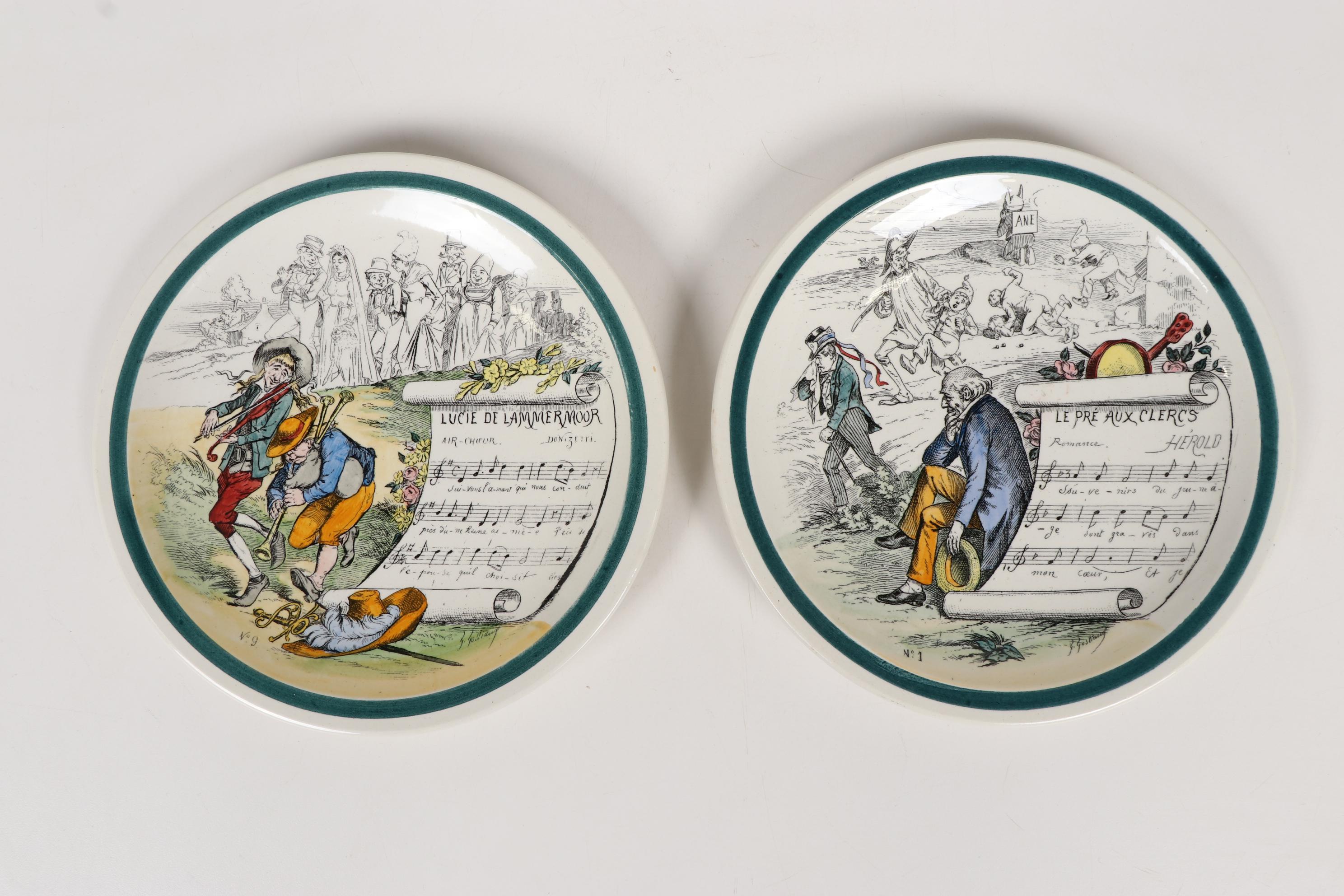 Creil et Montereau and HBCM French Opera Ironstone Plates, Early 20th Century