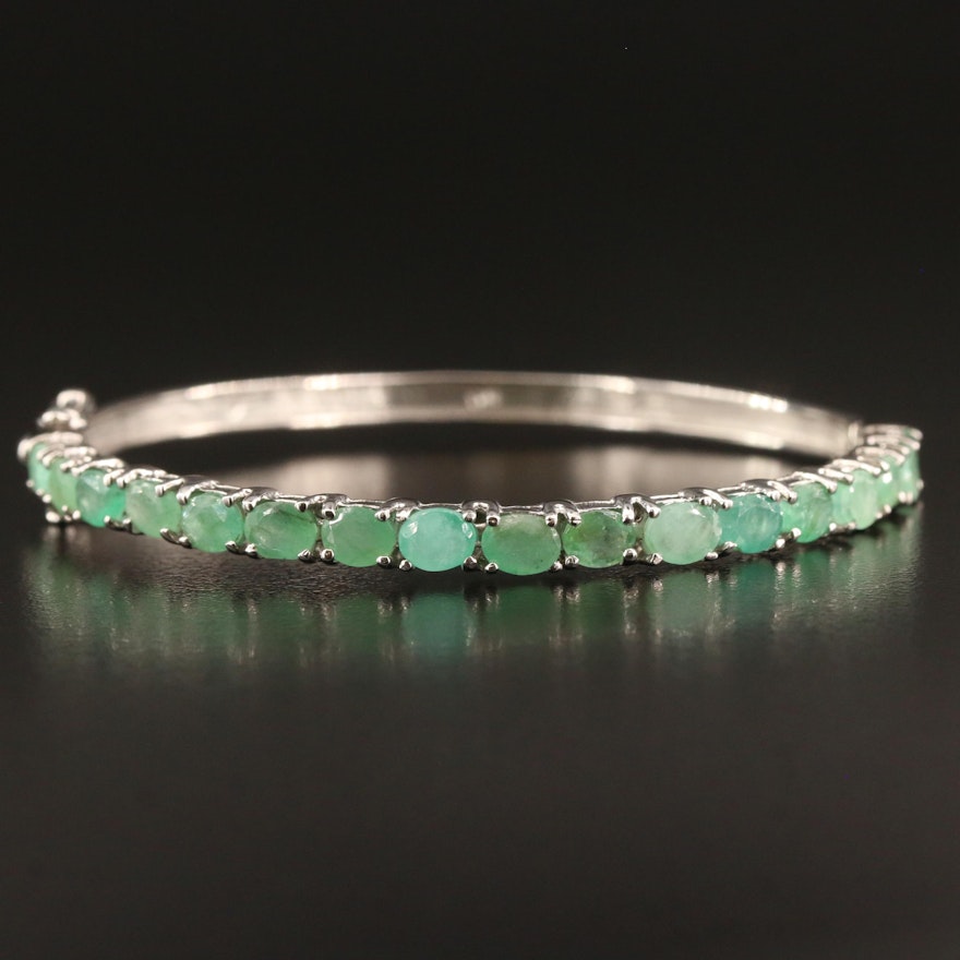 Sterling Emerald Hinged Bangled