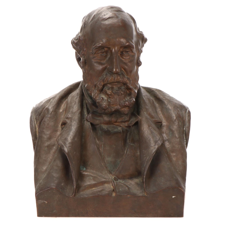 Olin Levi Warner American Bronze Bust "William Sargent Ladd," 1890