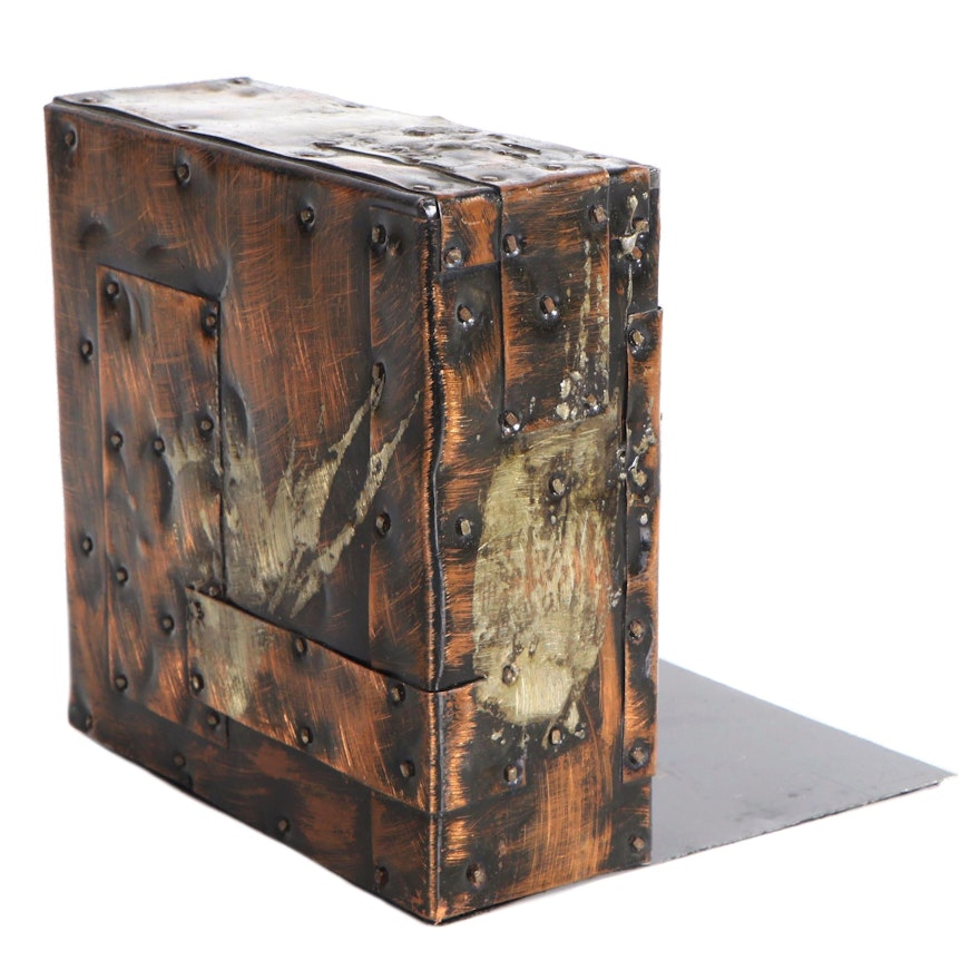 Paul Evans Copper-Plated Patchwork Bookend