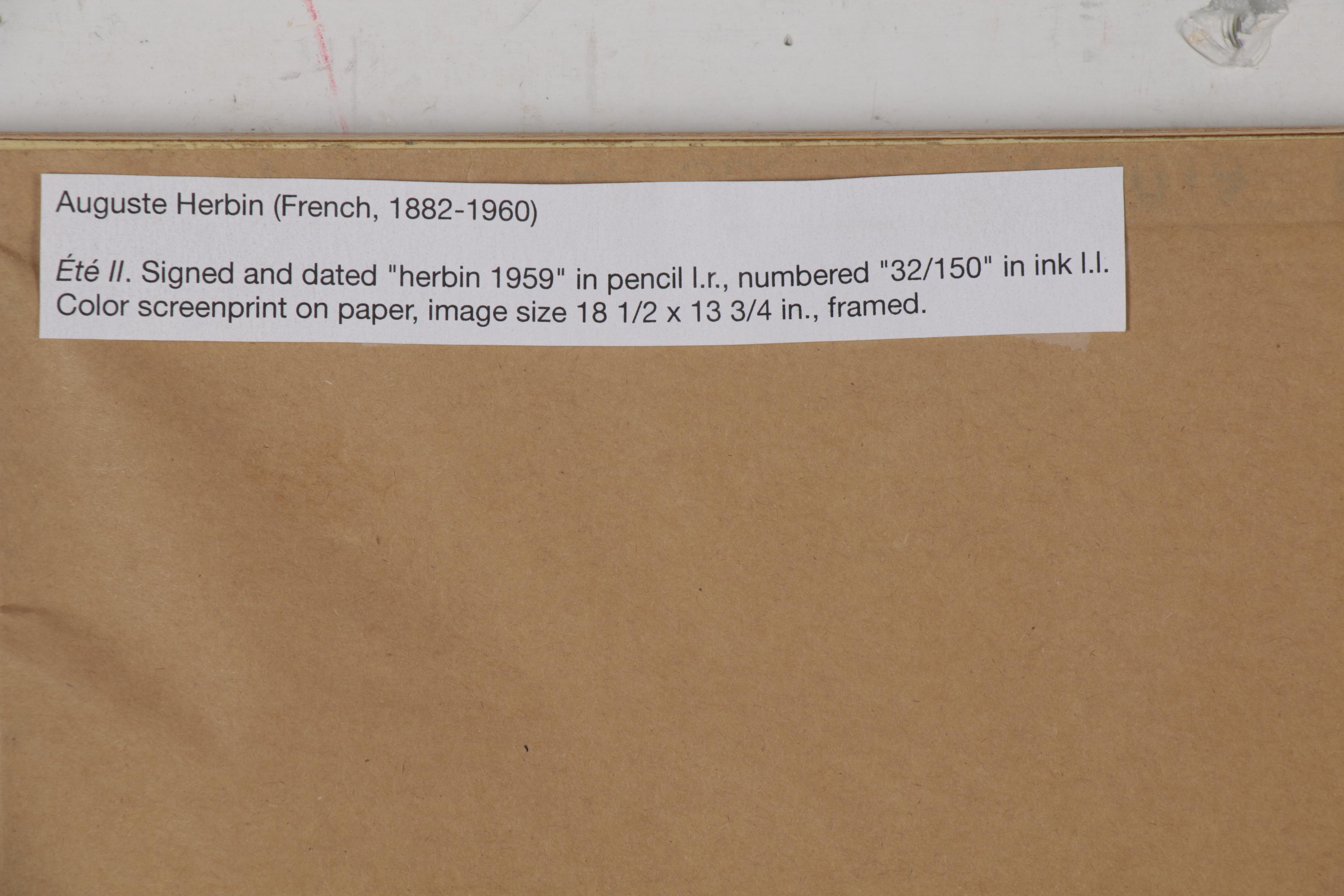 Auguste Herbin Geometric Abstract Serigraph "Eté II," 1959
