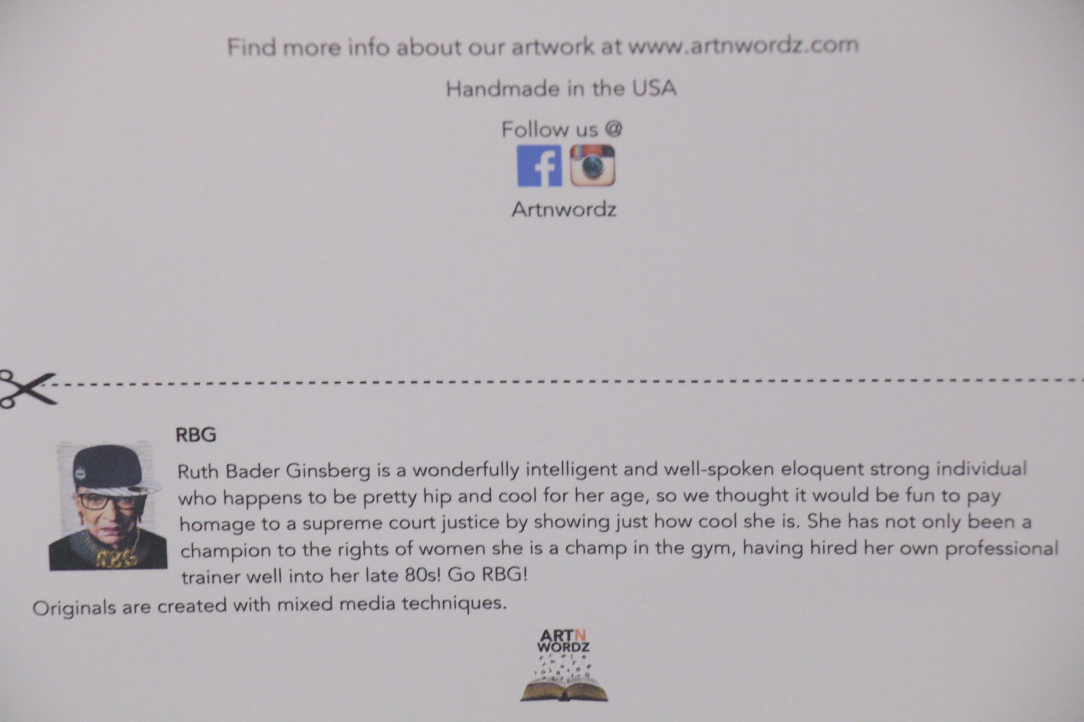 Grant Rosen and Micha Ruechenhoff Pop Art Giclée of Ruth Bader Ginsburg "RBG"