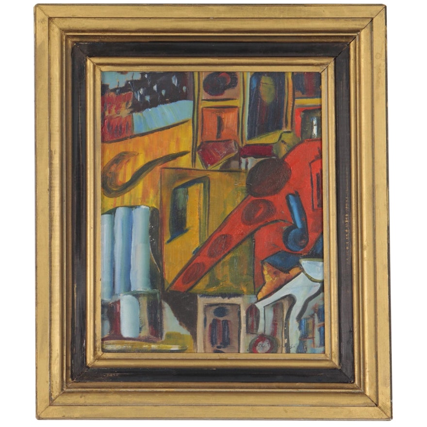 Abstract Modernist Oil Painting, Early 20th Century