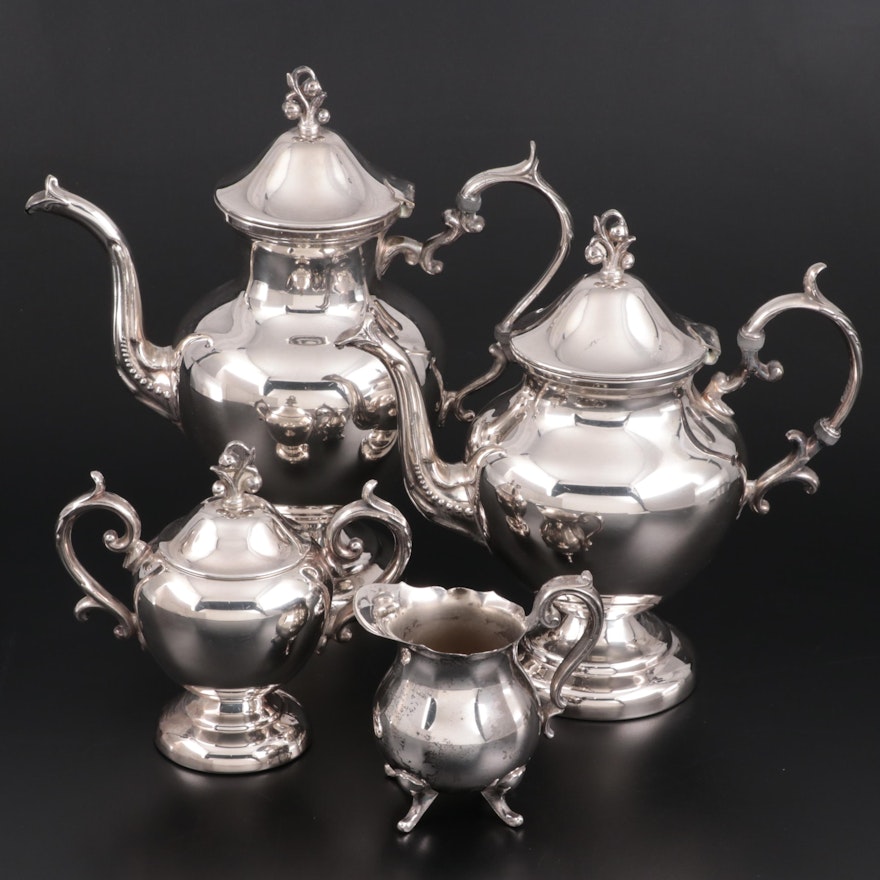 Birmingham Silver Co. Silver Plate Coffee  and Tea Set, Mid to Late 20th Century