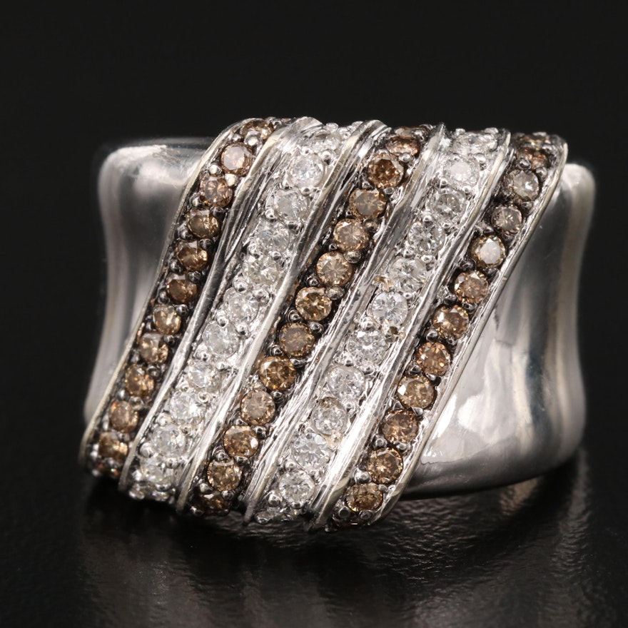 14K Diamond Multi-Row Ring