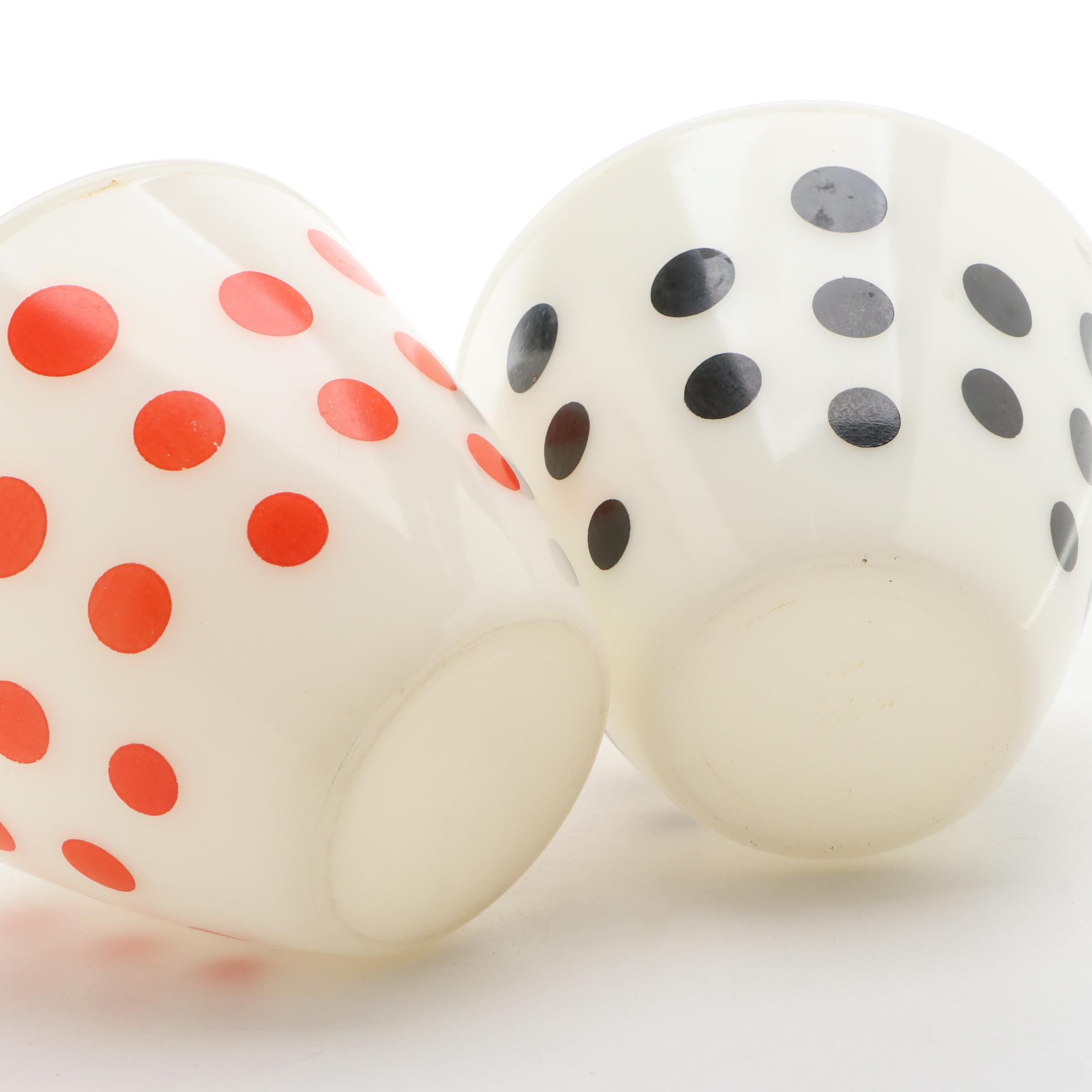 Pyrex "New Dot" Mixing Bowls with Anchor Hocking Fire King "Dot" Drip Jars