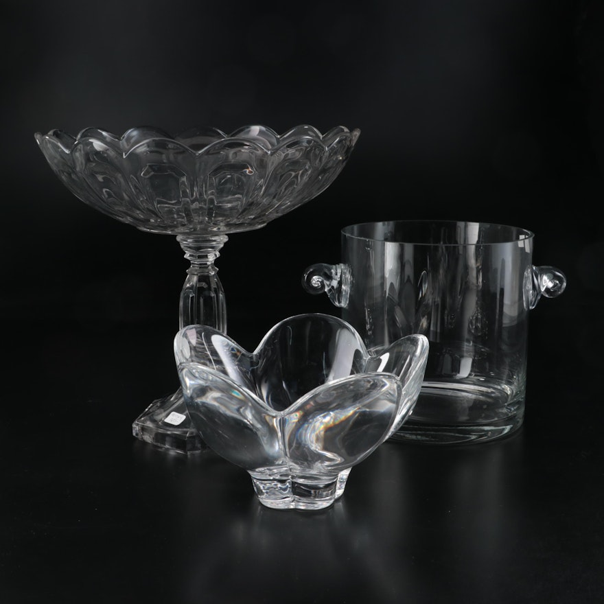 Tiffany & Co. Crystal Ice Bucket with Orrefors Bowl and Heisey Compote