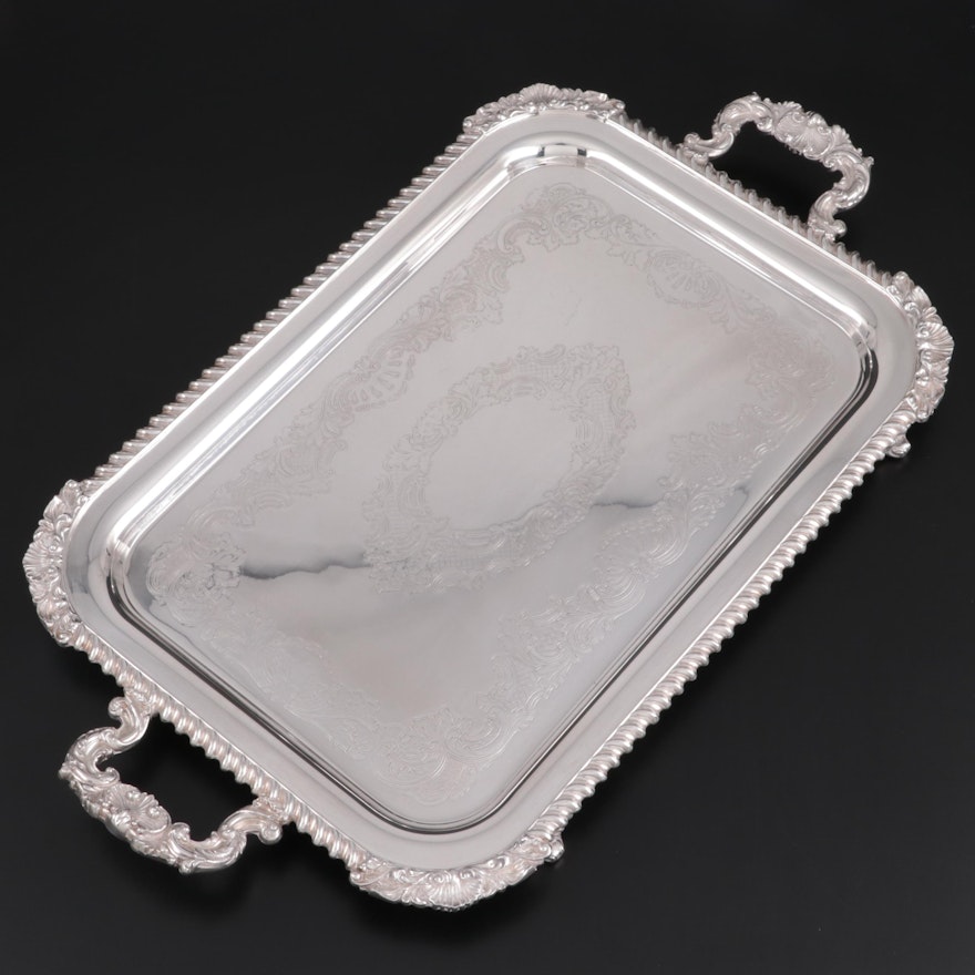 Crescent Silverware Mfg. Co. Silver Plate Footed Serving Tray