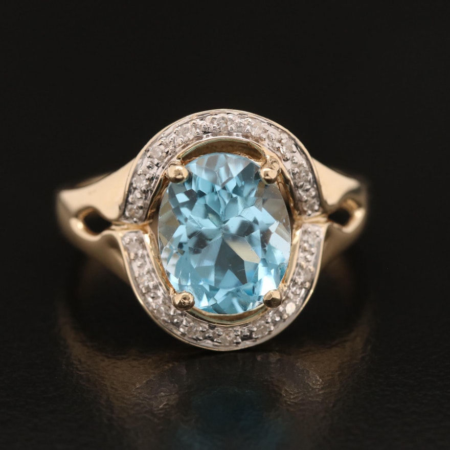 10K Topaz and Diamond Ring