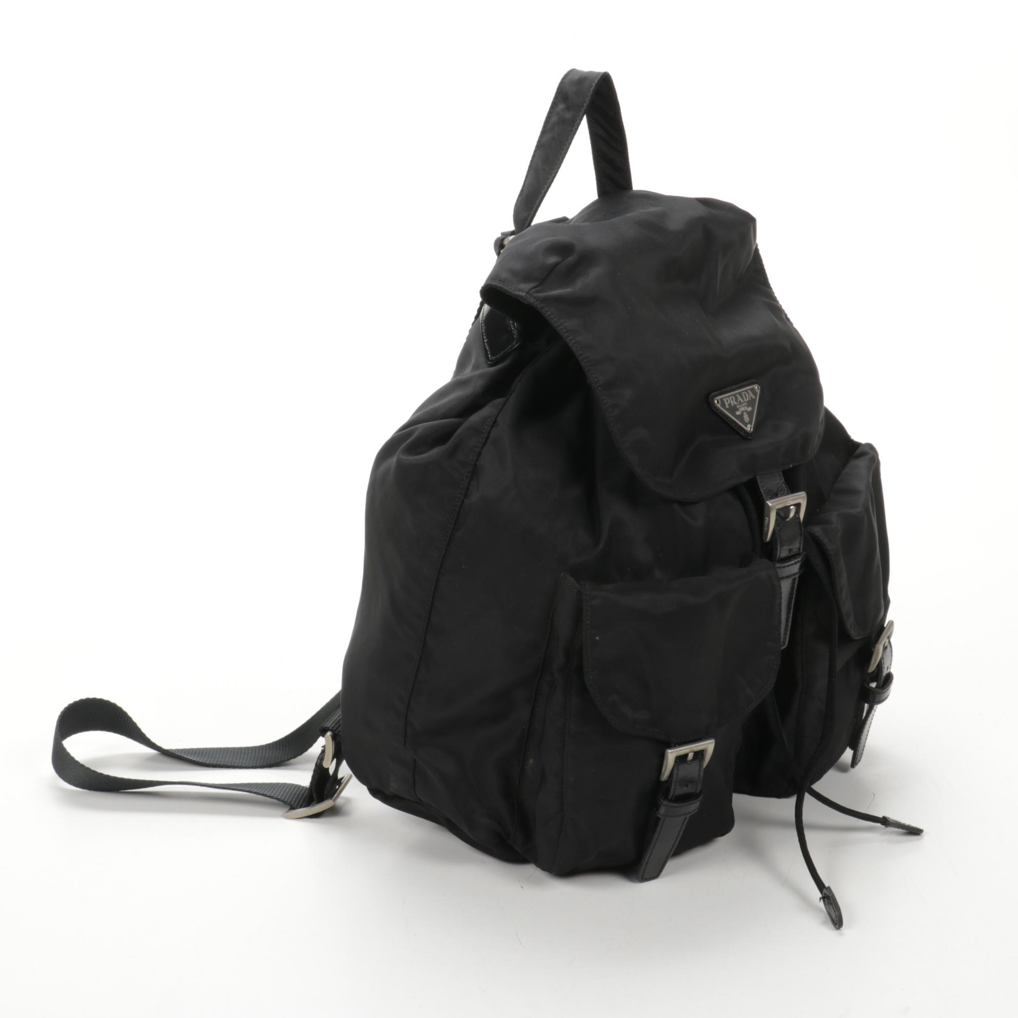 Prada Backpack Purse in Black Tessuto Nylon and Leather