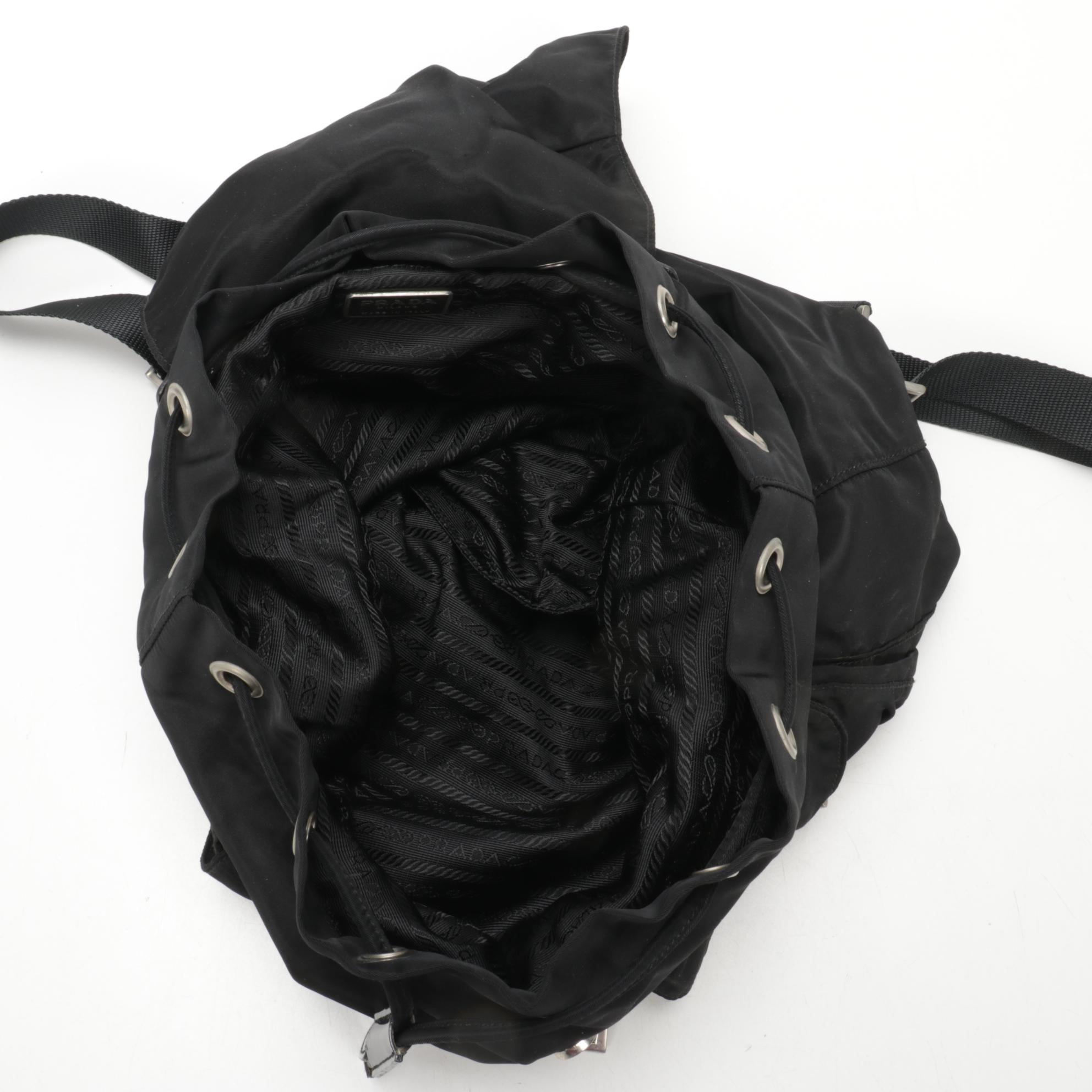 Prada Backpack Purse in Black Tessuto Nylon and Leather