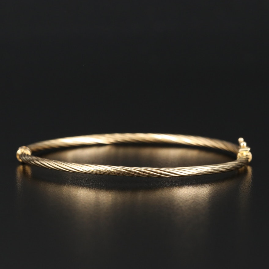 18K Twisted Hinged Bangle