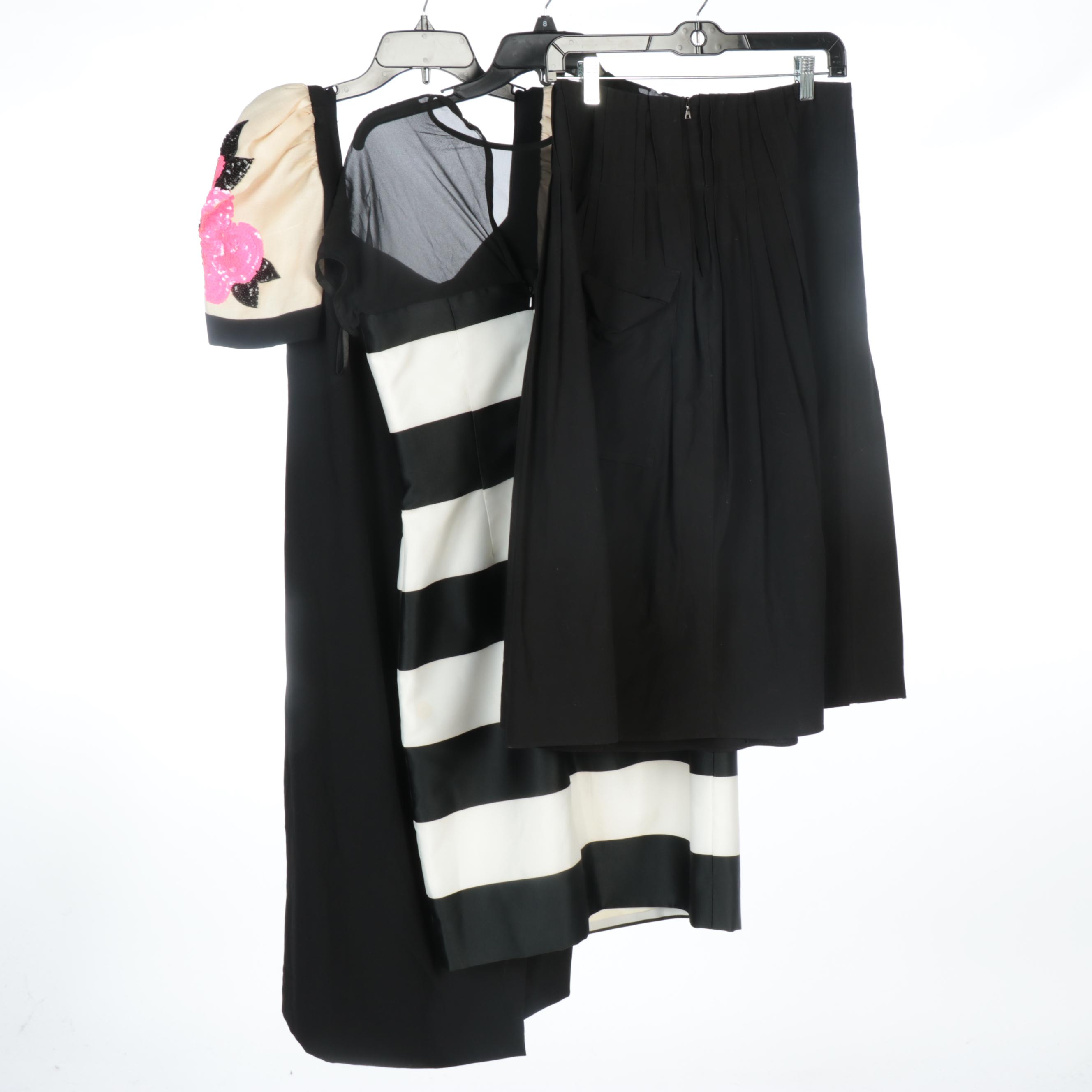 Prada, Bob Mackie, and Oscar de la Renta Studio Dresses and Black A-line Skirt