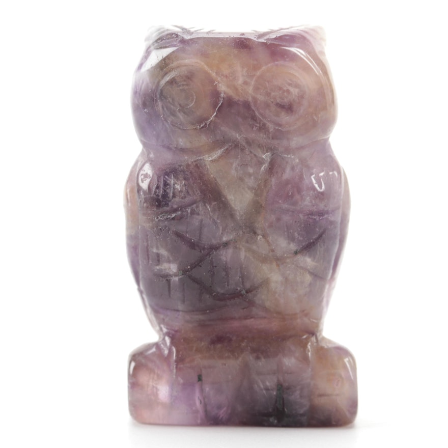 Carved Agate Owl Figurine