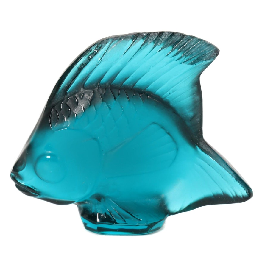 Lalique Turquoise "Fish" Crystal Figurine