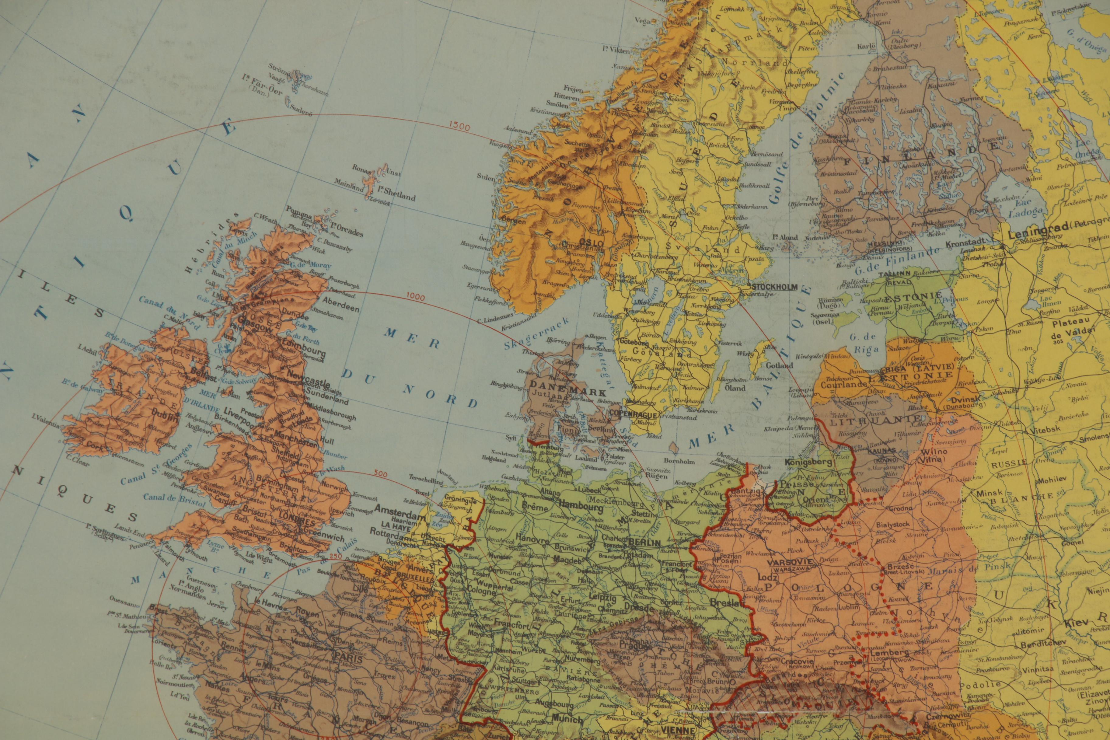 Blondel La Rougery Hand-Colored Lithographic Map "Europe Décembre 1939"