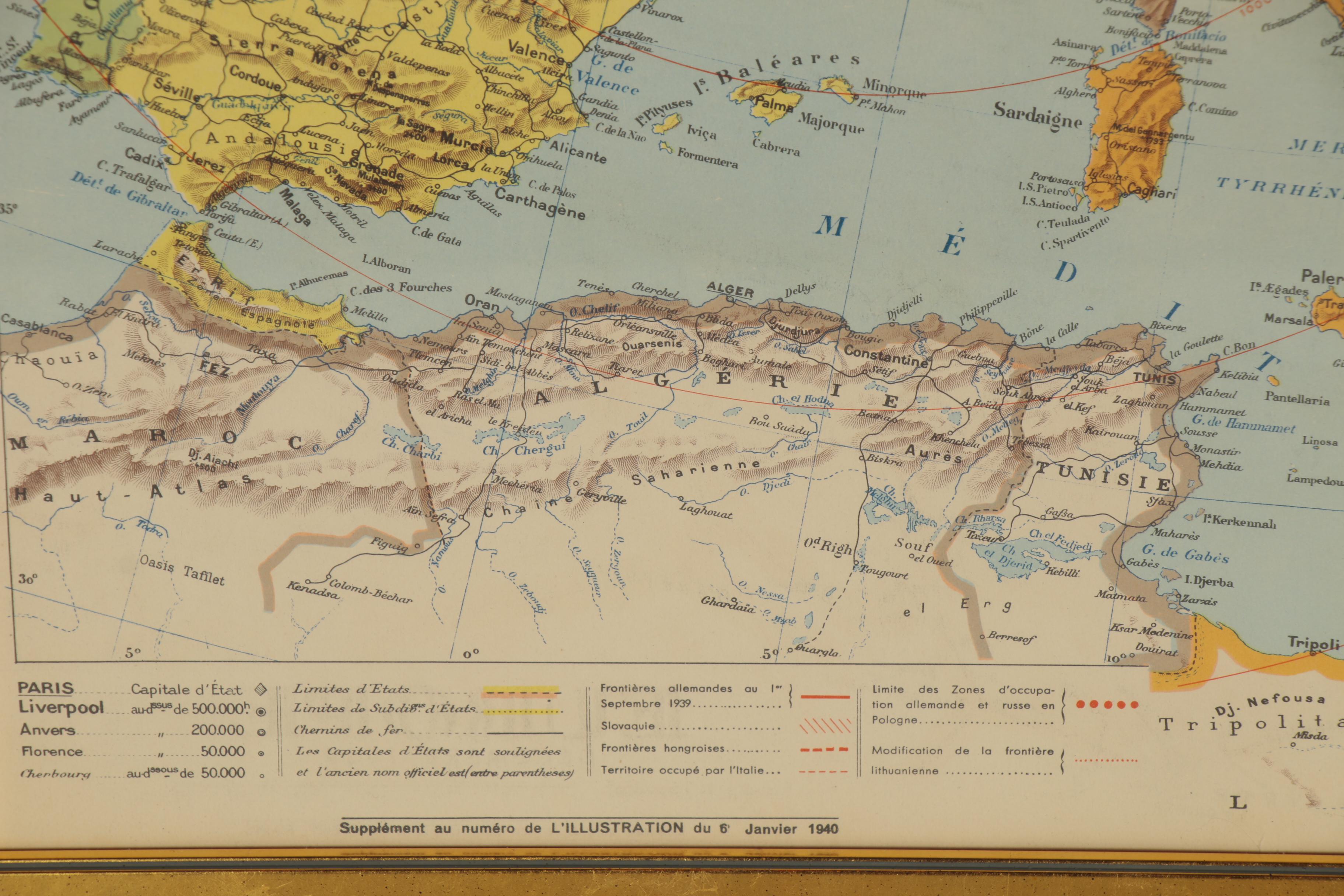Blondel La Rougery Hand-Colored Lithographic Map "Europe Décembre 1939"
