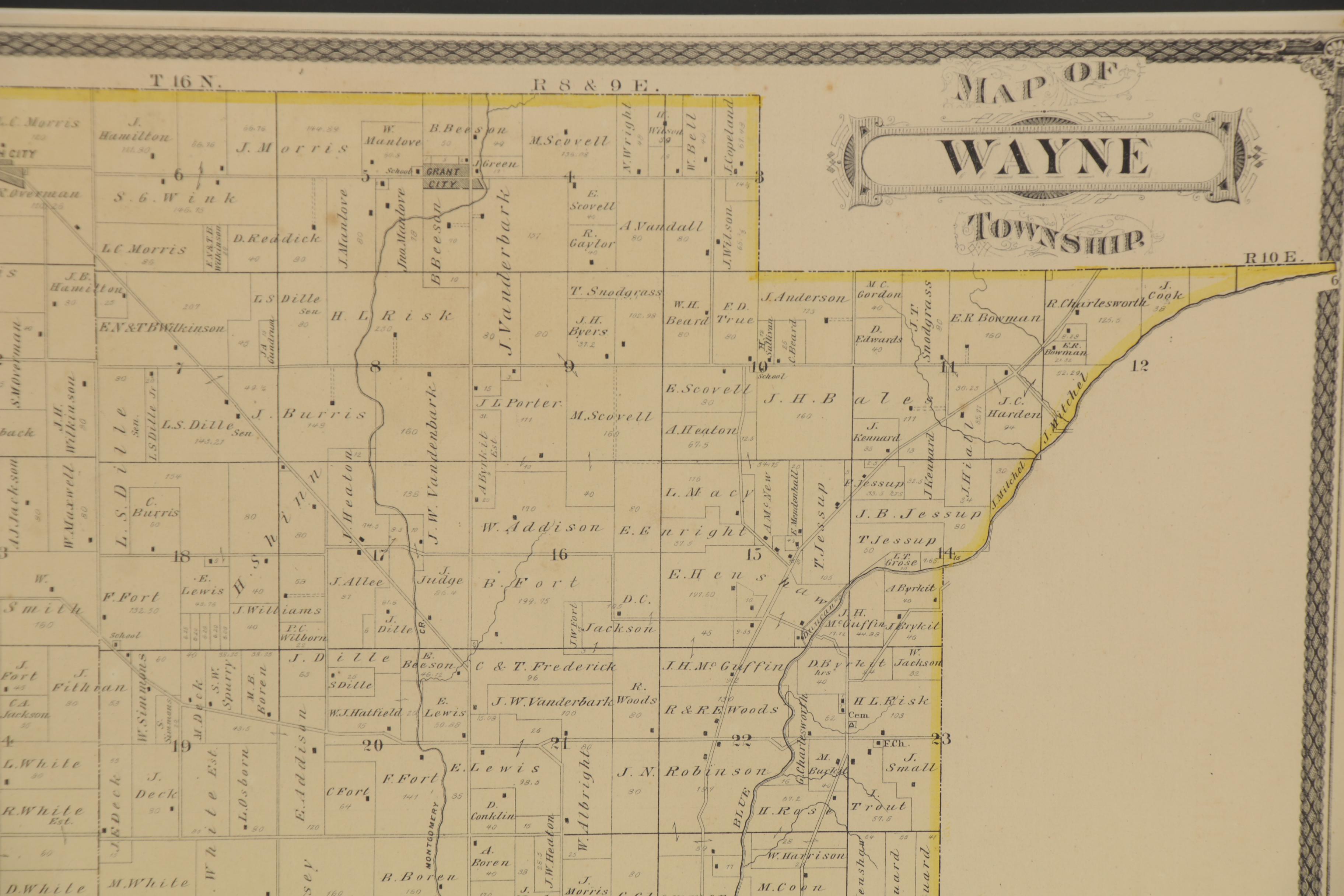 Higgins, Belden & Company Hand-Colored Lithographic Map of Indiana Township