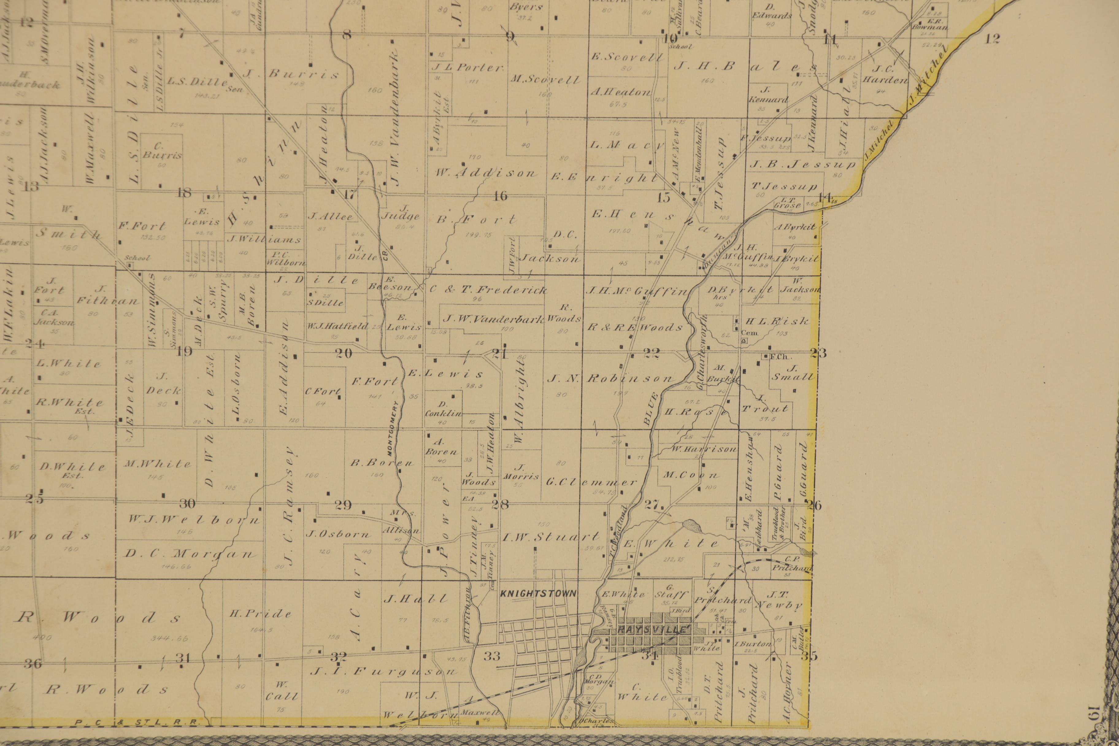 Higgins, Belden & Company Hand-Colored Lithographic Map of Indiana Township