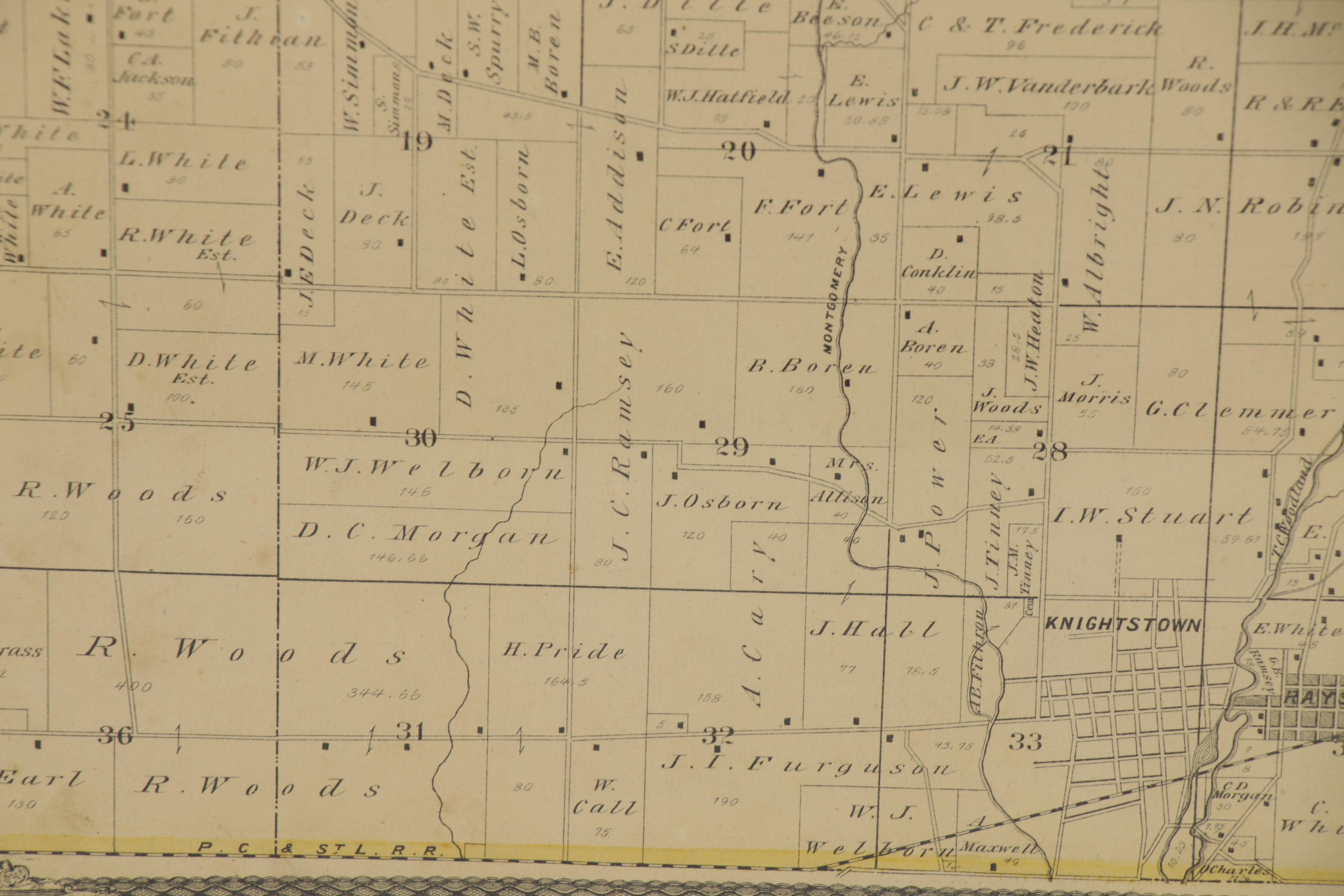 Higgins, Belden & Company Hand-Colored Lithographic Map of Indiana Township