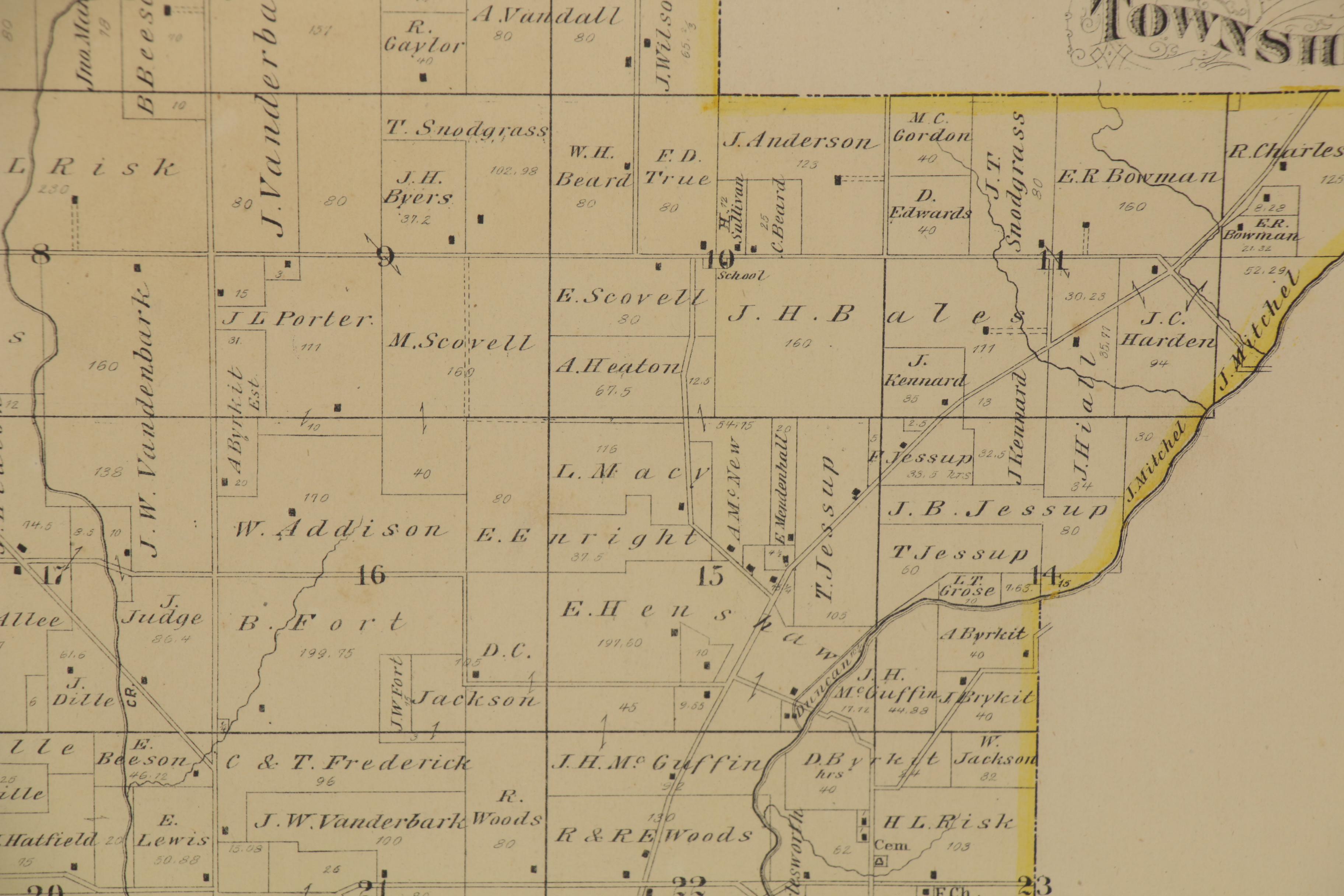 Higgins, Belden & Company Hand-Colored Lithographic Map of Indiana Township