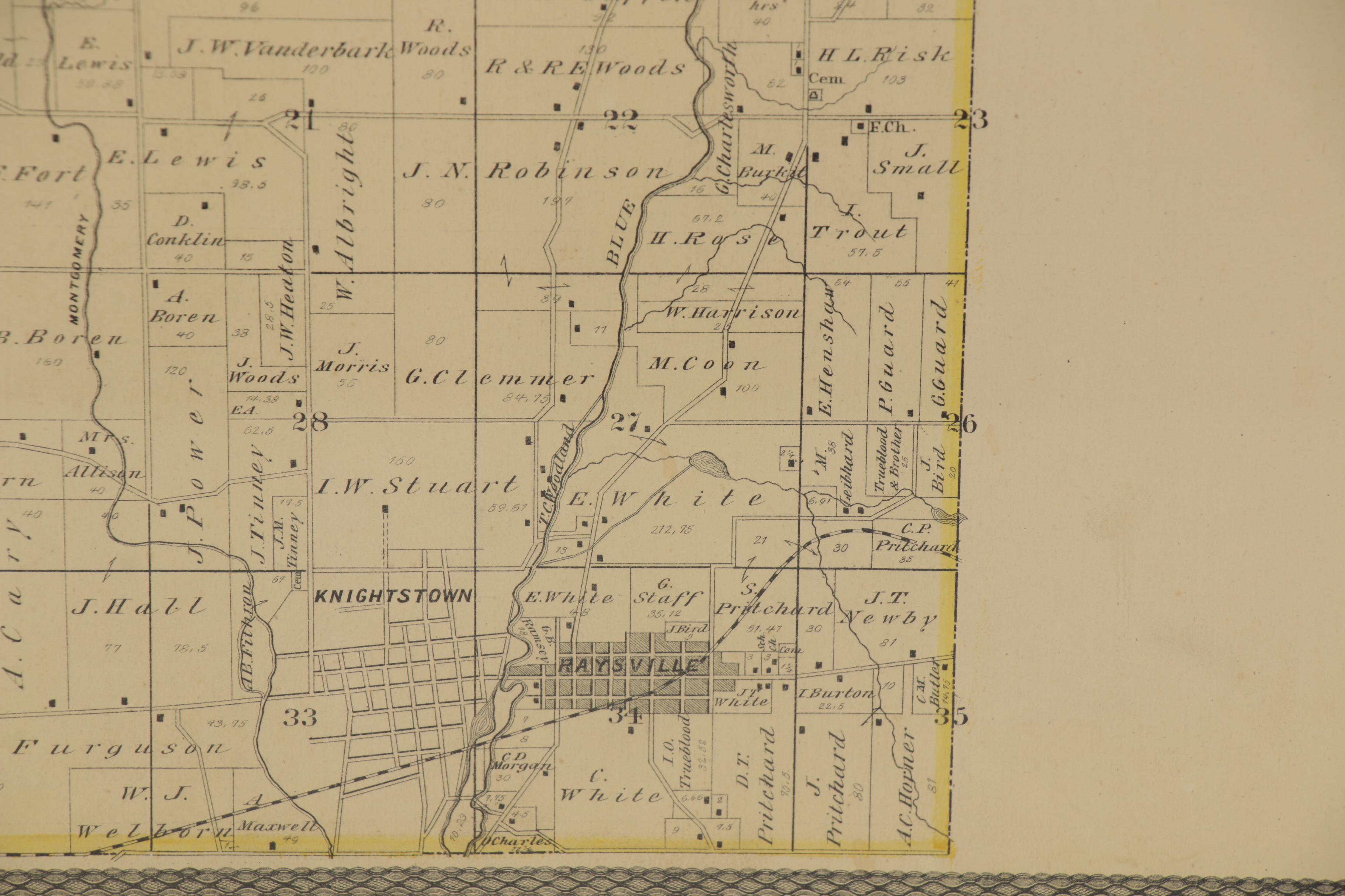 Higgins, Belden & Company Hand-Colored Lithographic Map of Indiana Township