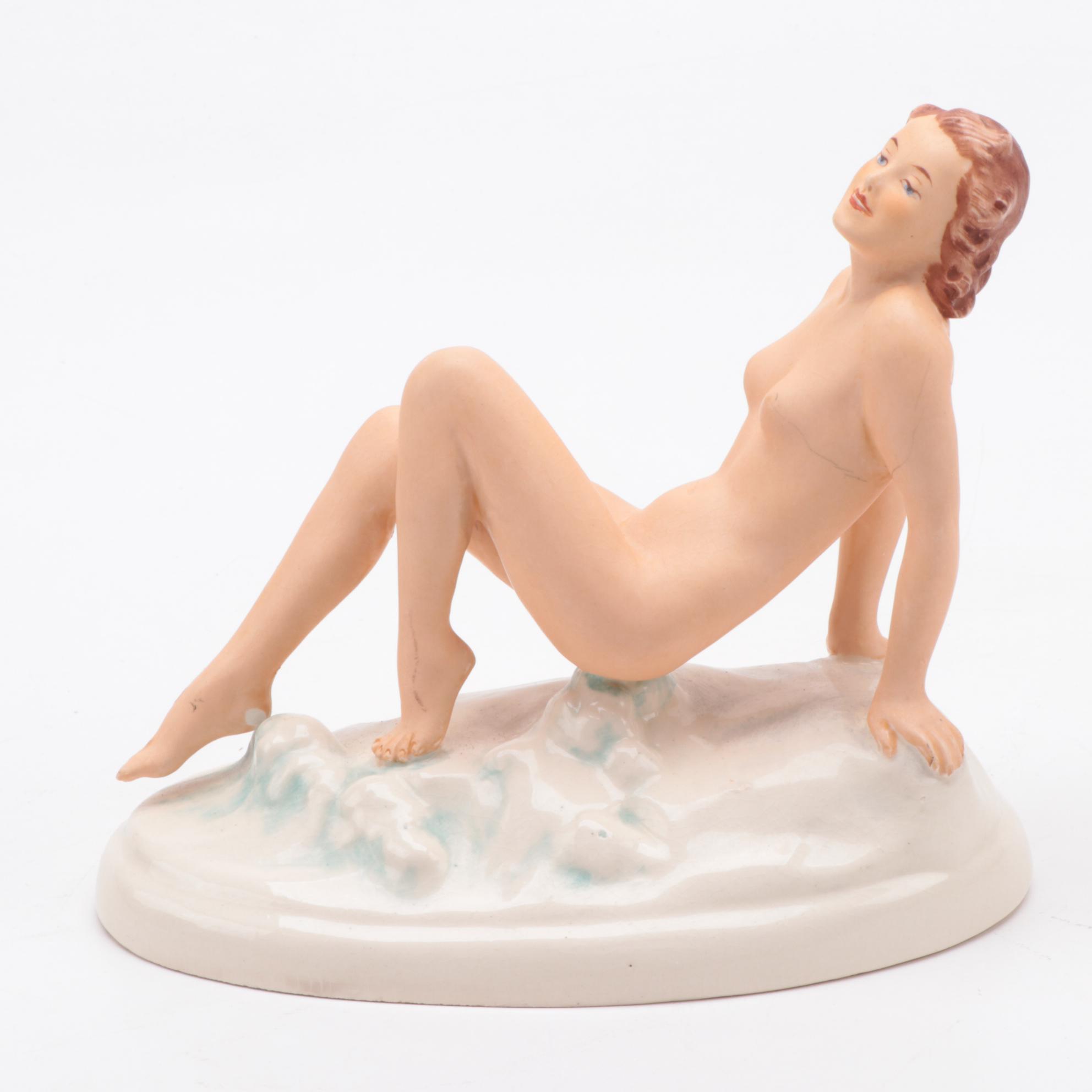 Royal Dux Bohemia Hand-Painted Nude Female Figurine