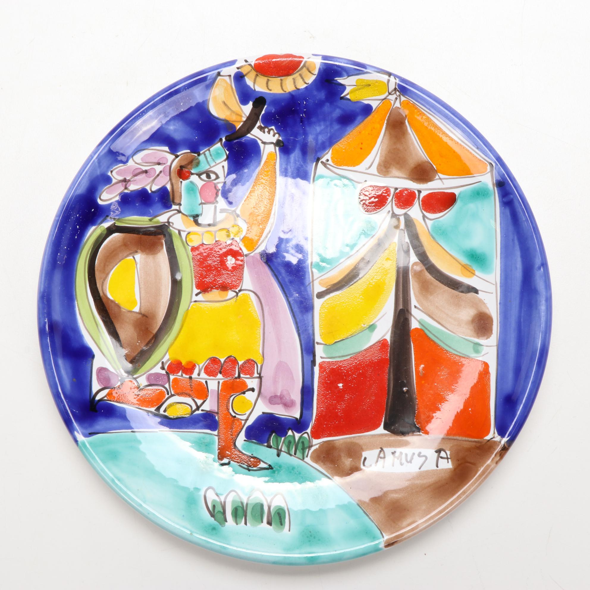 Machiavelli Family Crest and Other Italian Majolica Ceramic Wall Decoration