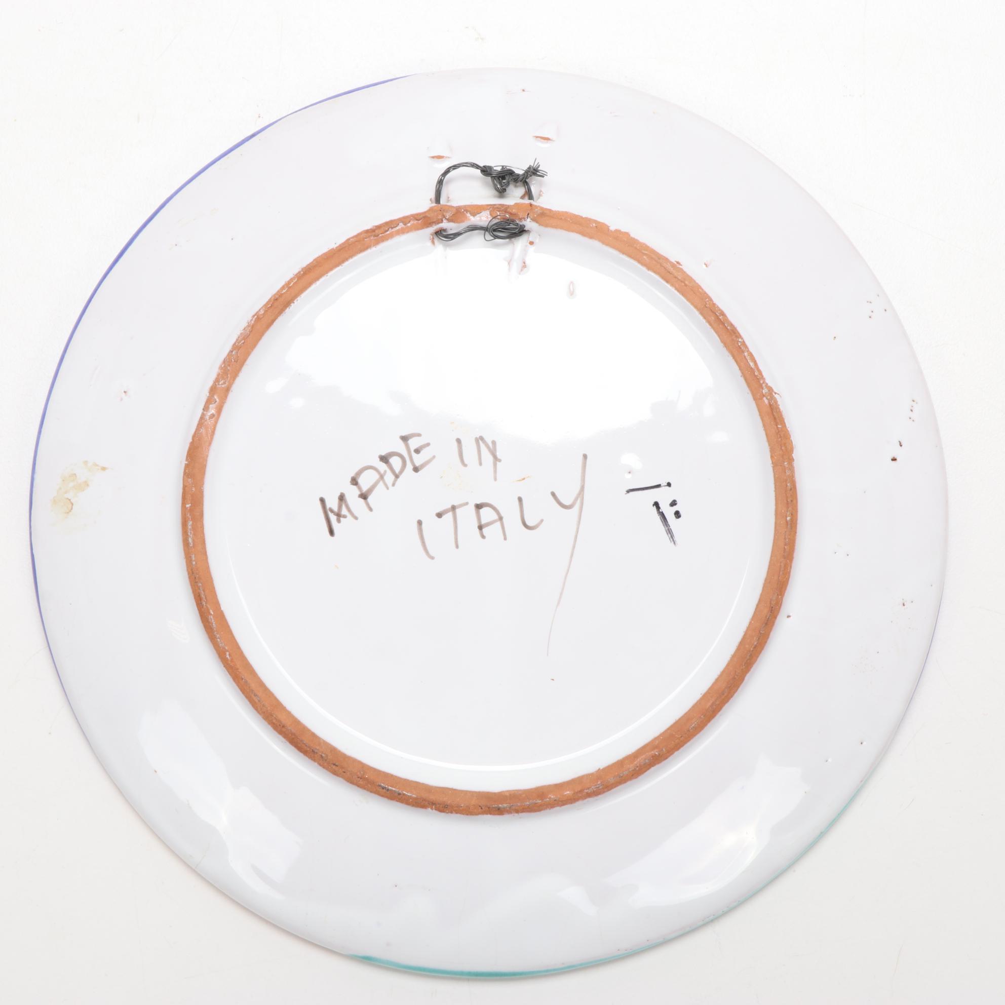 Machiavelli Family Crest and Other Italian Majolica Ceramic Wall Decoration