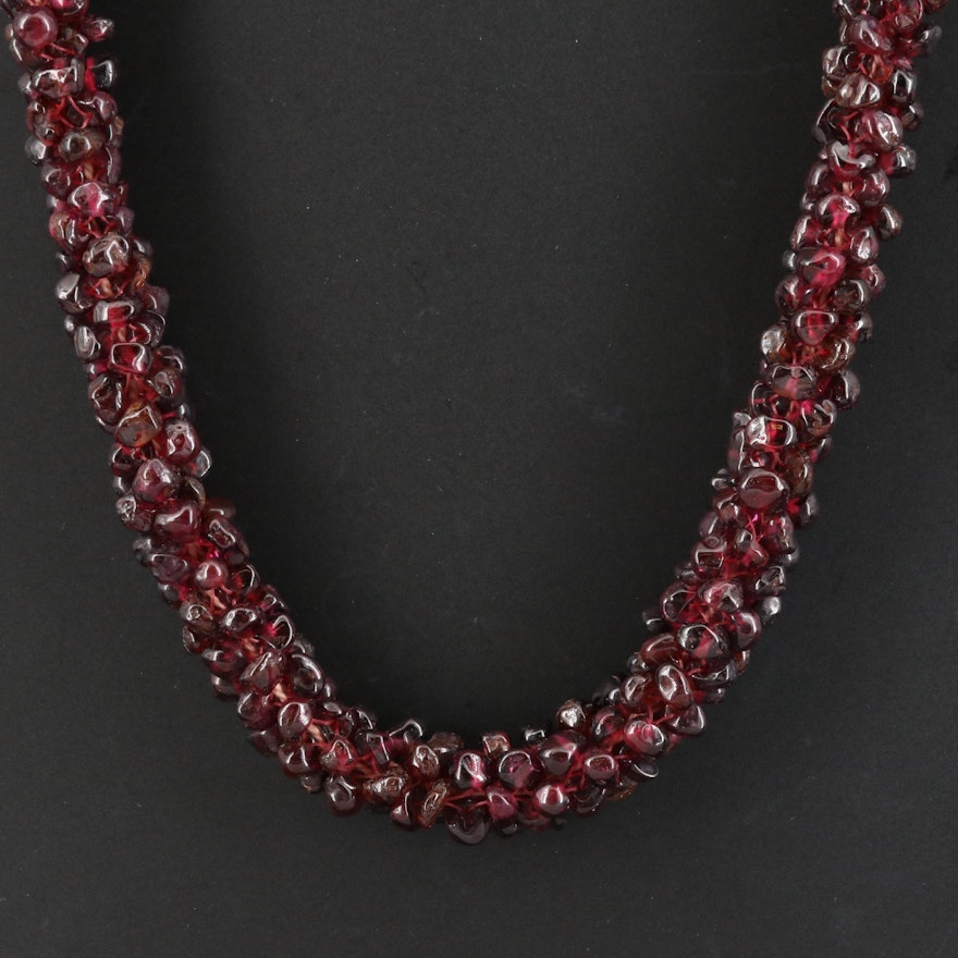 Rhodolite Garnet Woven Endless Necklace
