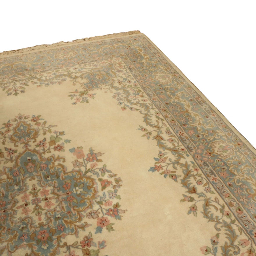 8' x 11' Hand-Knotted Indo-Persian Kerman Wool Area Rug