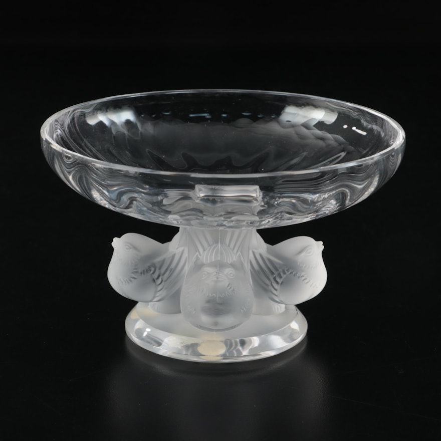 Lalique "Nogent" Frosted and Clear Crystal Footed Dish