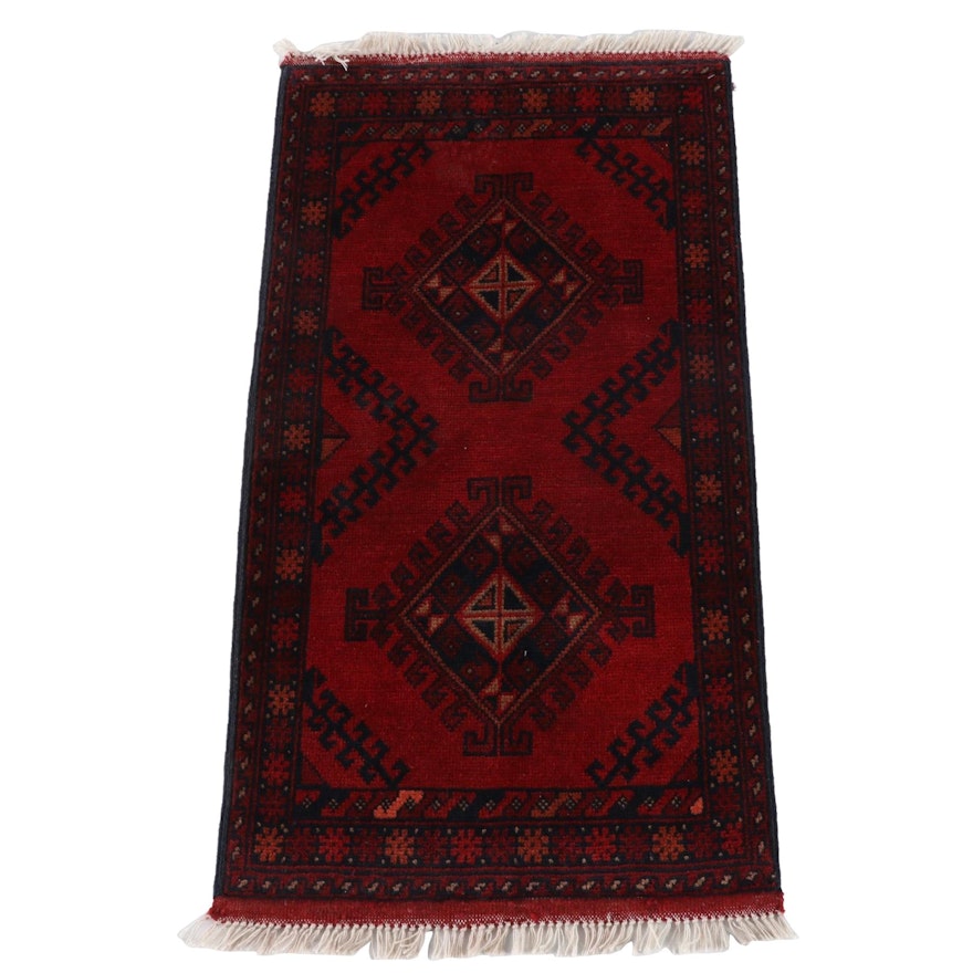 1'9 x 3'6 Hand-Knotted Afghan Baluch Wool Accent Rug