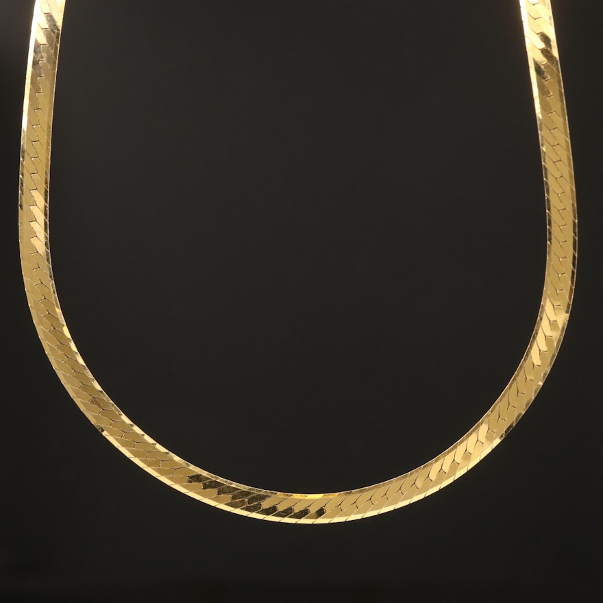 14K Herringbone Necklace