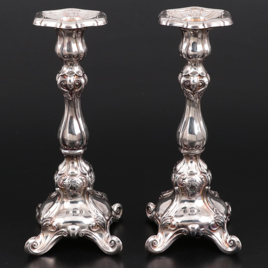 Hazorfim Repoussé Sterling Silver Candlesticks