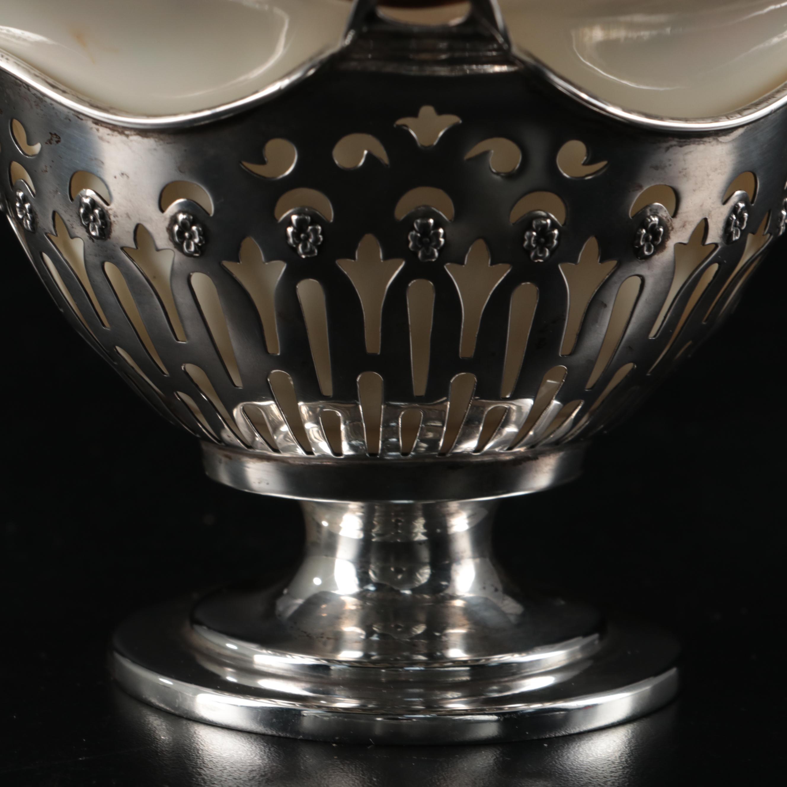 Watson Sterling Silver Bonbon Basket with Lenox Porcelain Insert