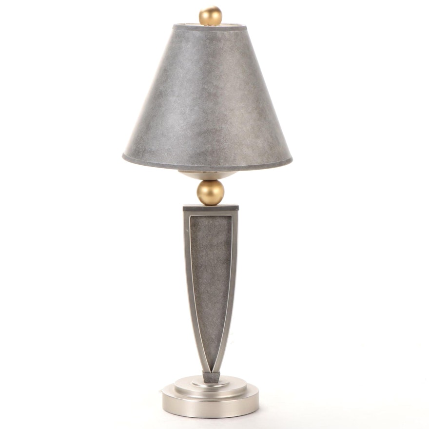 Modernist Style Brushed and Patinated Metal Table Lamp, 21st C